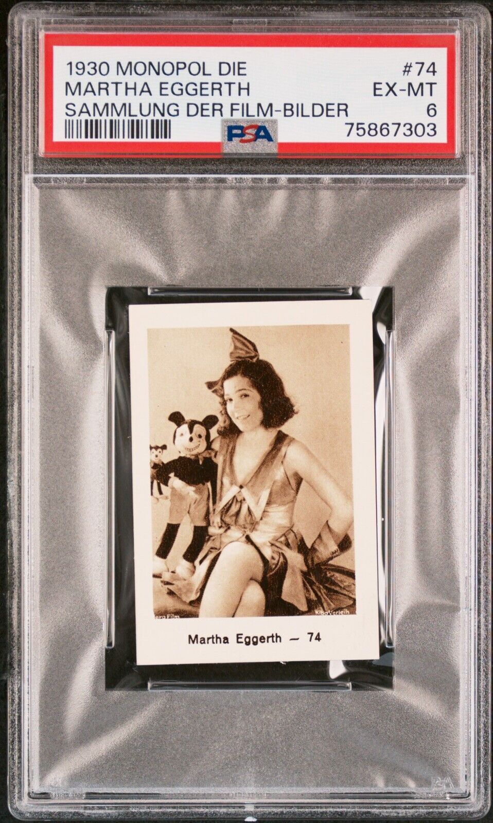 1930 Film Bilder 74 Martha Eggerth w Toy Mickey Mouse PSA 6 EX-MT