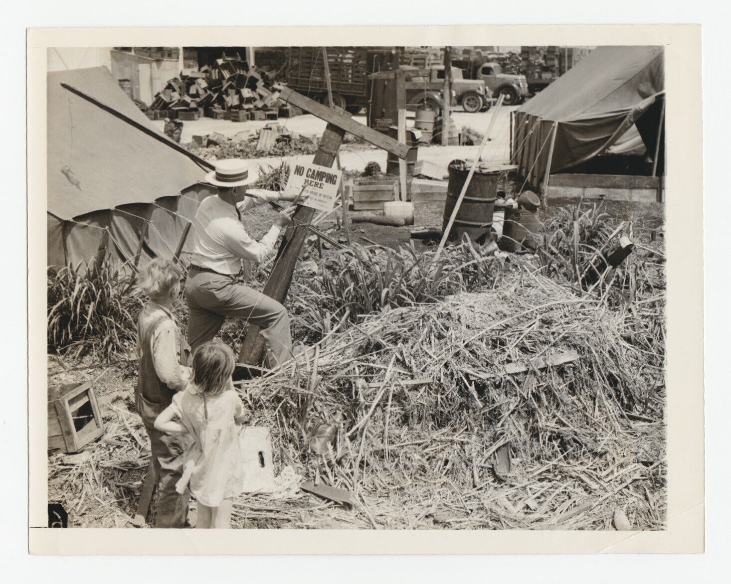 1939 Press Photo Depression Migrant Farm Workers Tent City Belle Glade Florida