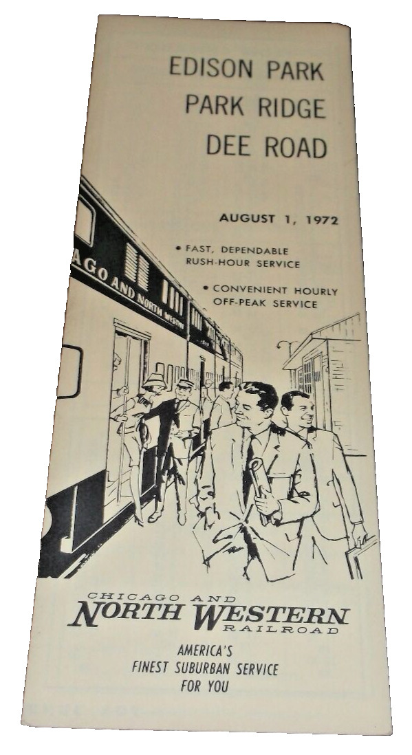 AUGUST 1972 C&NW EDISON PARK PARK RIDGE ILLINOIS  PUBLIC TIMETABLE