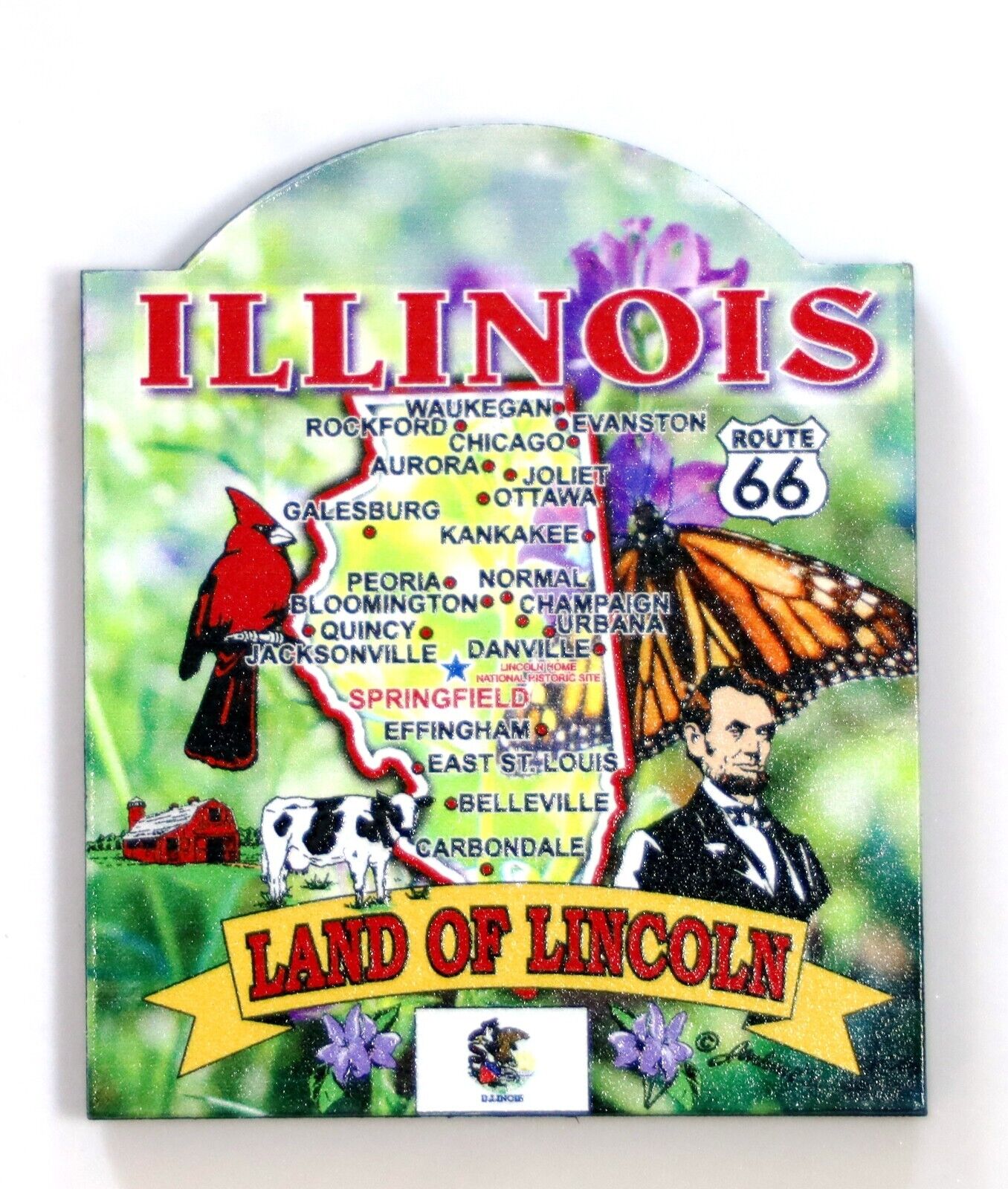 Illinois State Elements Map Artwood Fridge Souvenir Magnet