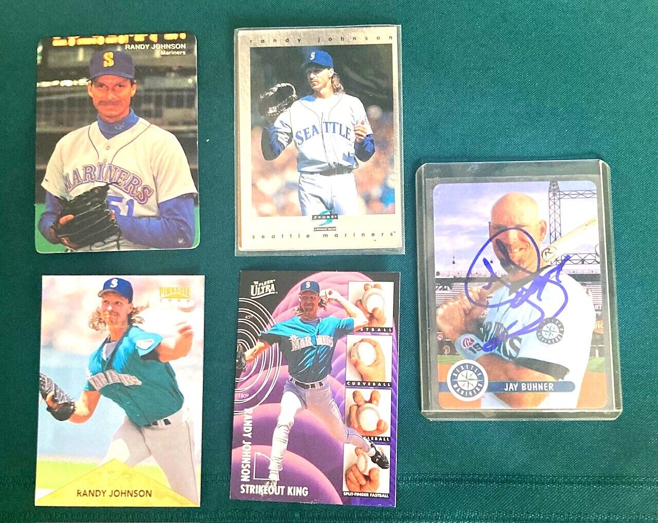Lot Of Five Seattle Mariners Baseball Cards One Signed