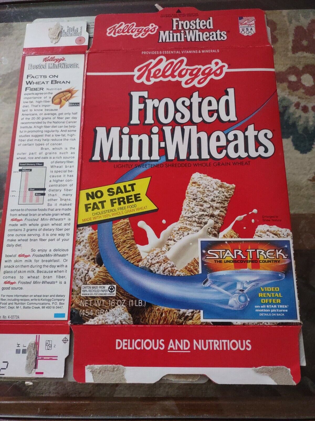 1992 KELLOGG'S Frosted Mini-Wheats Star Trek Video Rental Offer~Empty Box~RARE