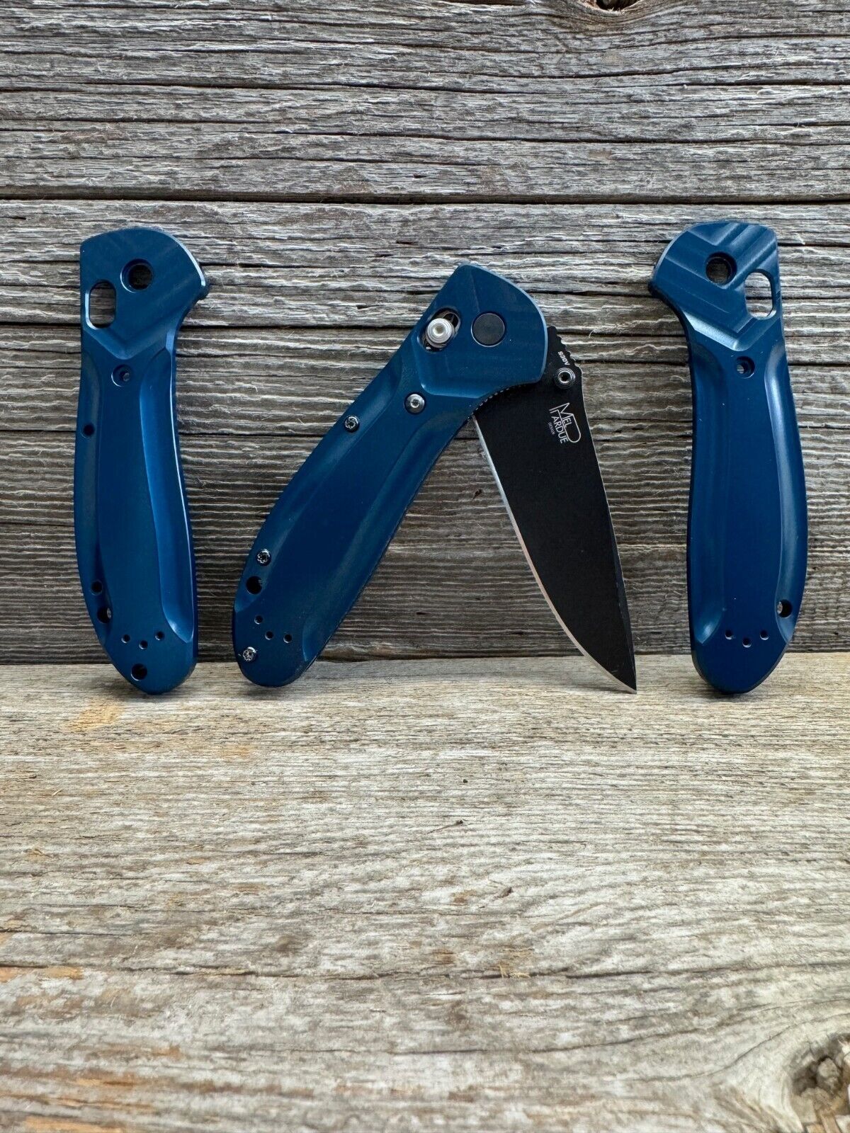 Midnight Lagoon Blue Anodized Smooth Billet Aluminum Full Size Griptilian Scales