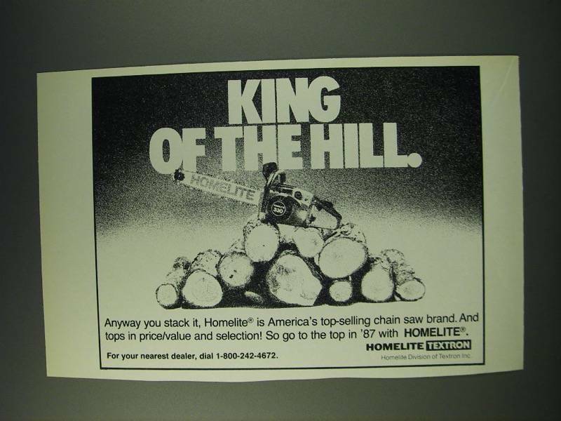 1987 Textron Homelite Chain Saw Ad - King of the hill