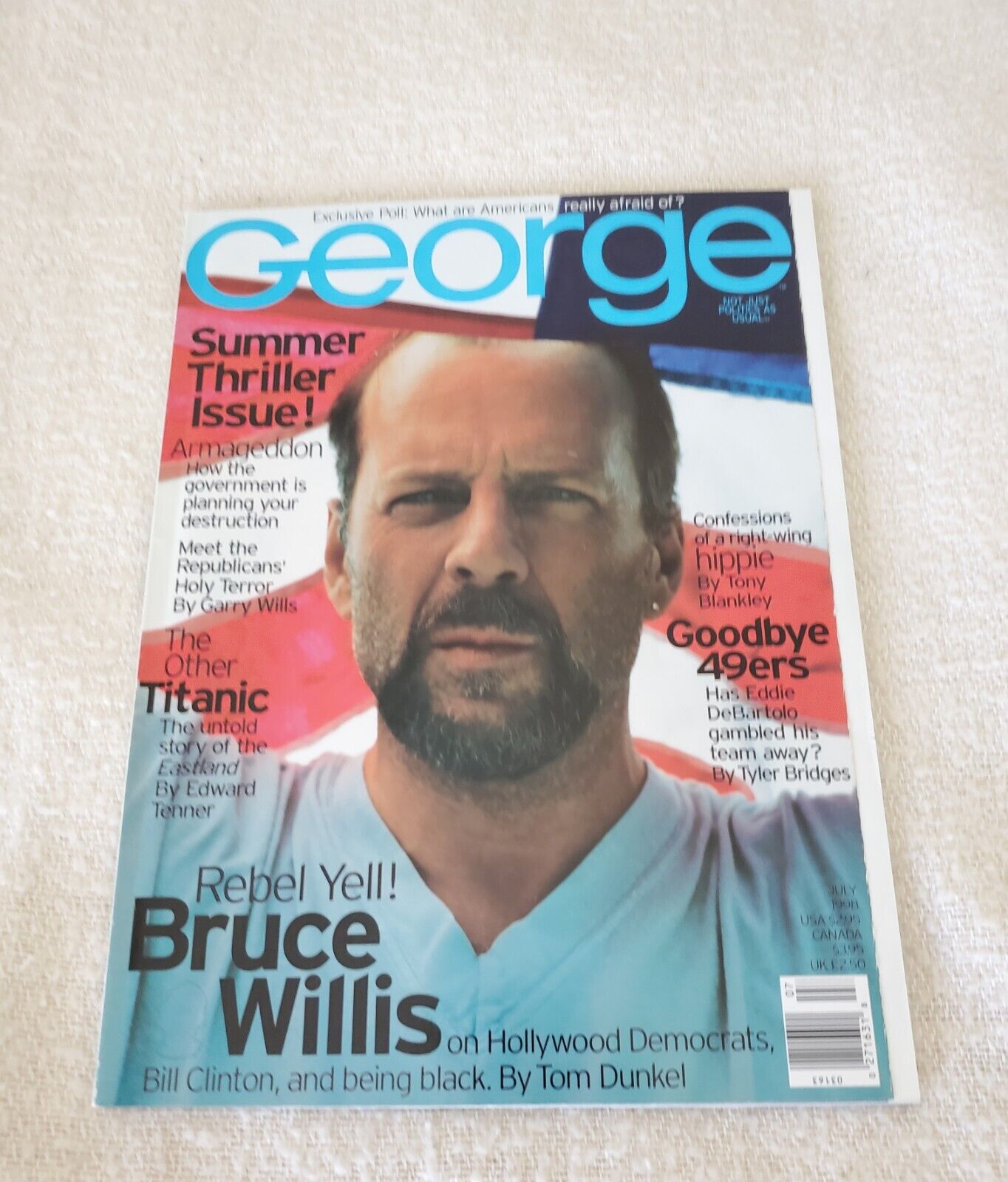 GEORGE MAGAZINE JULY 1988: BRUCE WILLIS COVER: REBEL YELL: GOOD