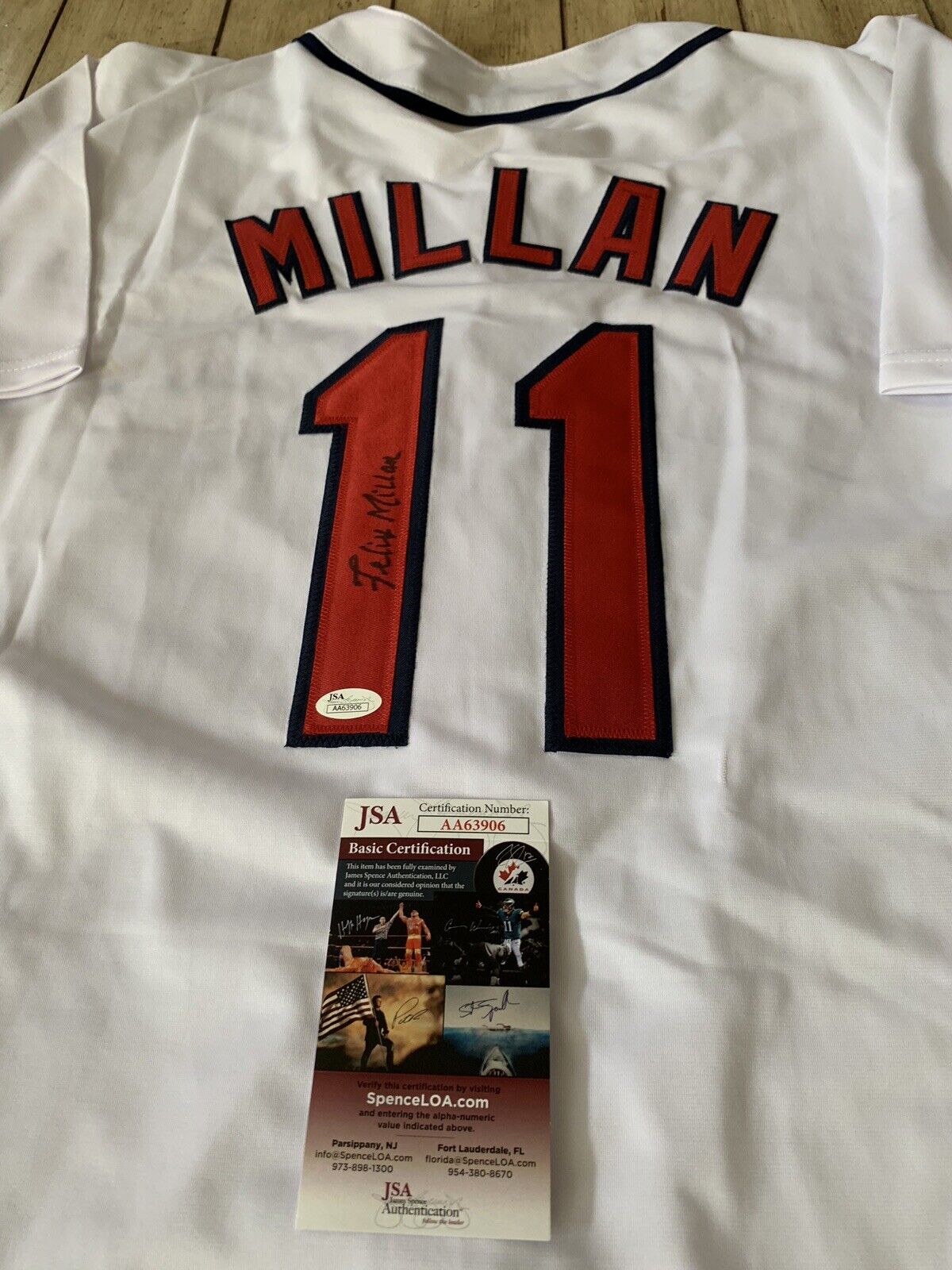 Felix Millan Autographed/Signed Jersey JSA COA Cleveland Indians