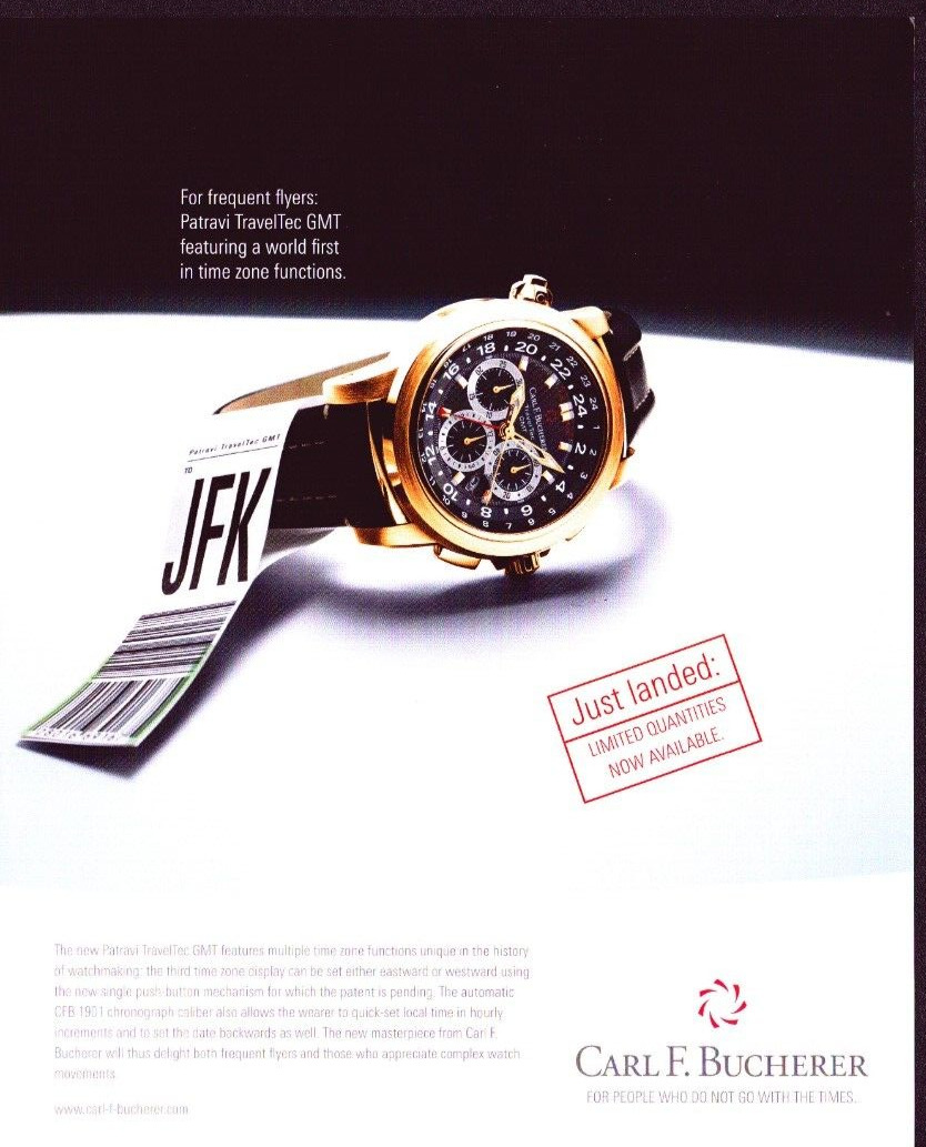 2008 Print Ad Men\' Watches Carl F. Bucherer Patravi TravelTec GMT