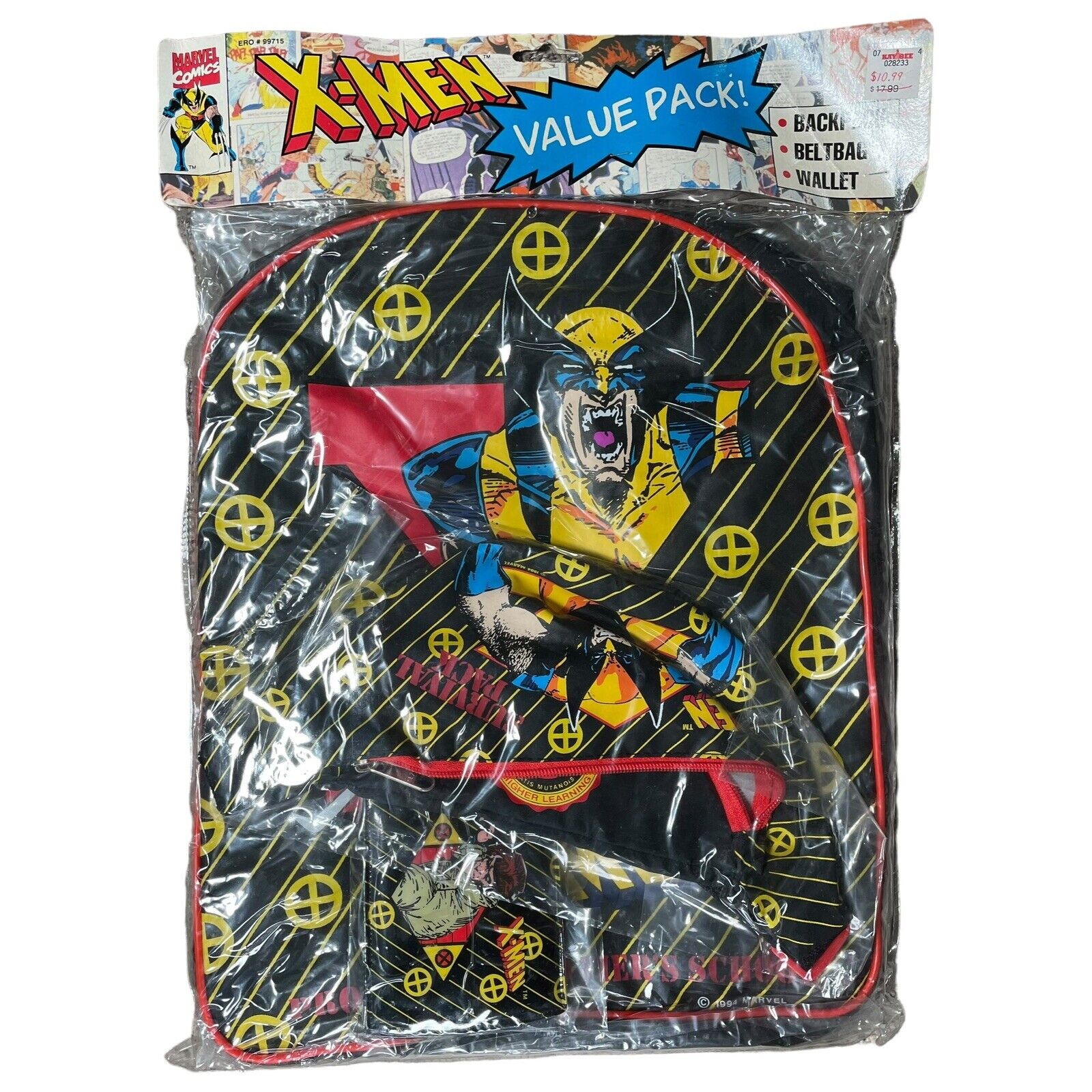 1994 Marvel X-Men Backpack Wallet Fanny Pack Vintage Wolverine Gambit Sealed