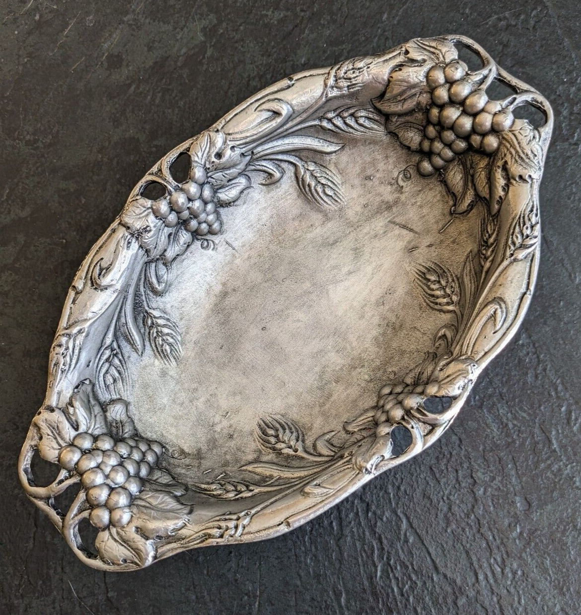 Artina SKS ZINN 95% Pewter Bowl with Grapes Wheat Germany Stamped