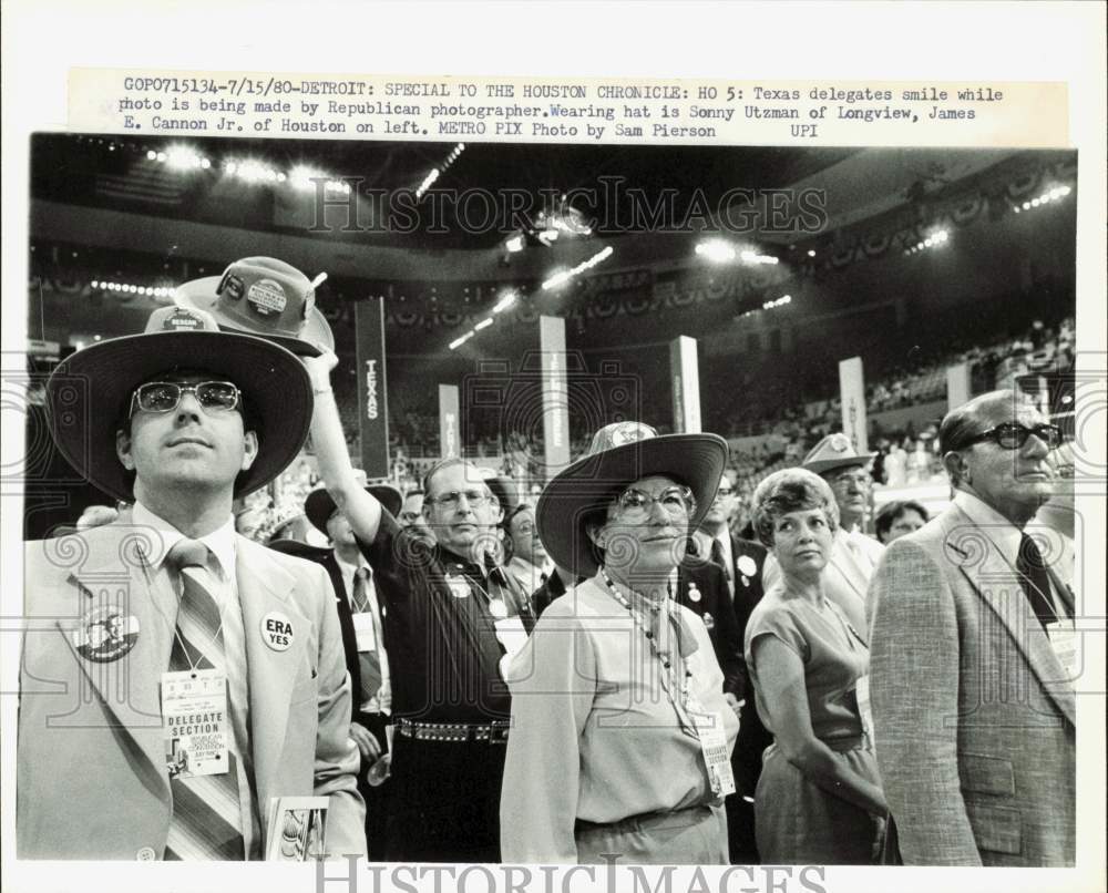 1980 Press Photo Sonny Utzman and James Cannon attend GOP convention in Detroit