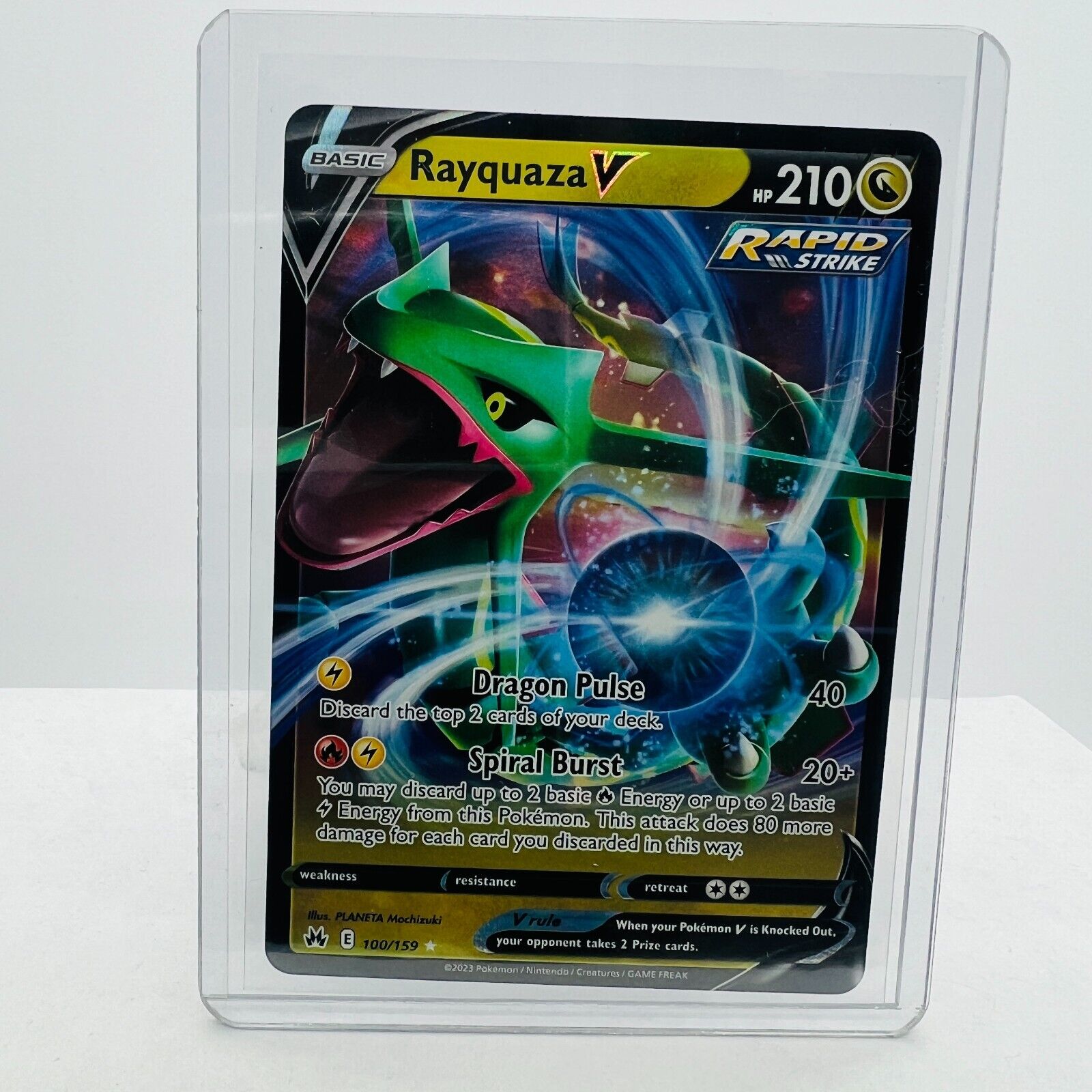 Pokémon Rayquaza V 100/159 Crown Zenith 2023 Rapid Strike Full Art Card NM