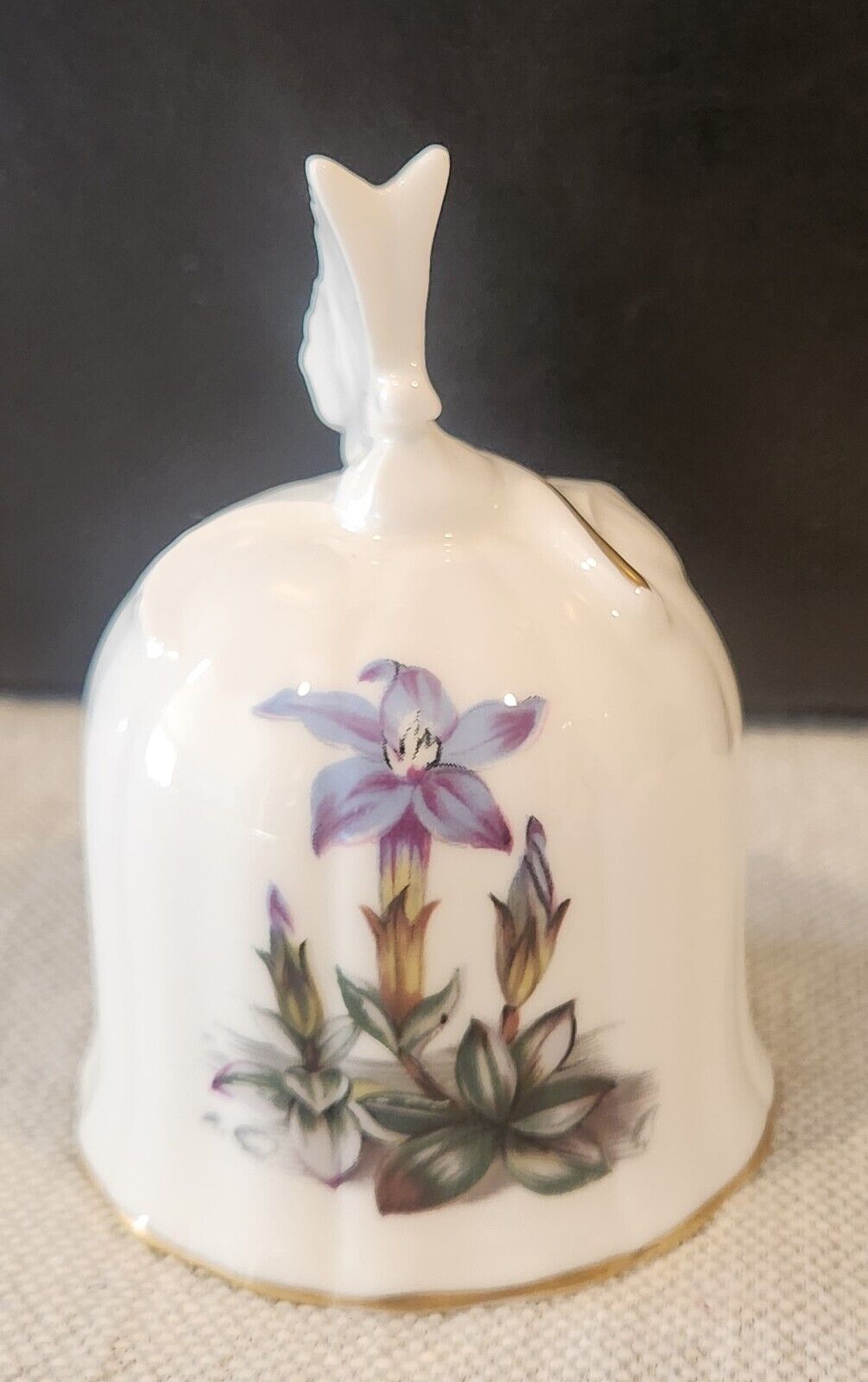Royal Worcester Bell Purple Violets England Butterfly Handle-Vintage Beautiful