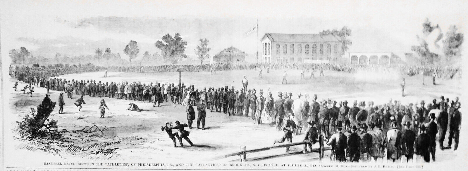1865 Baseball match: Brooklyn Atlantics vs Philadelphia Athletics original issue