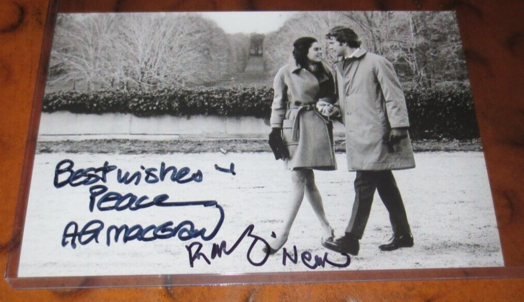 Ryan O'Neal Ali MacGraw dual signed autographed photo Love Story 1970