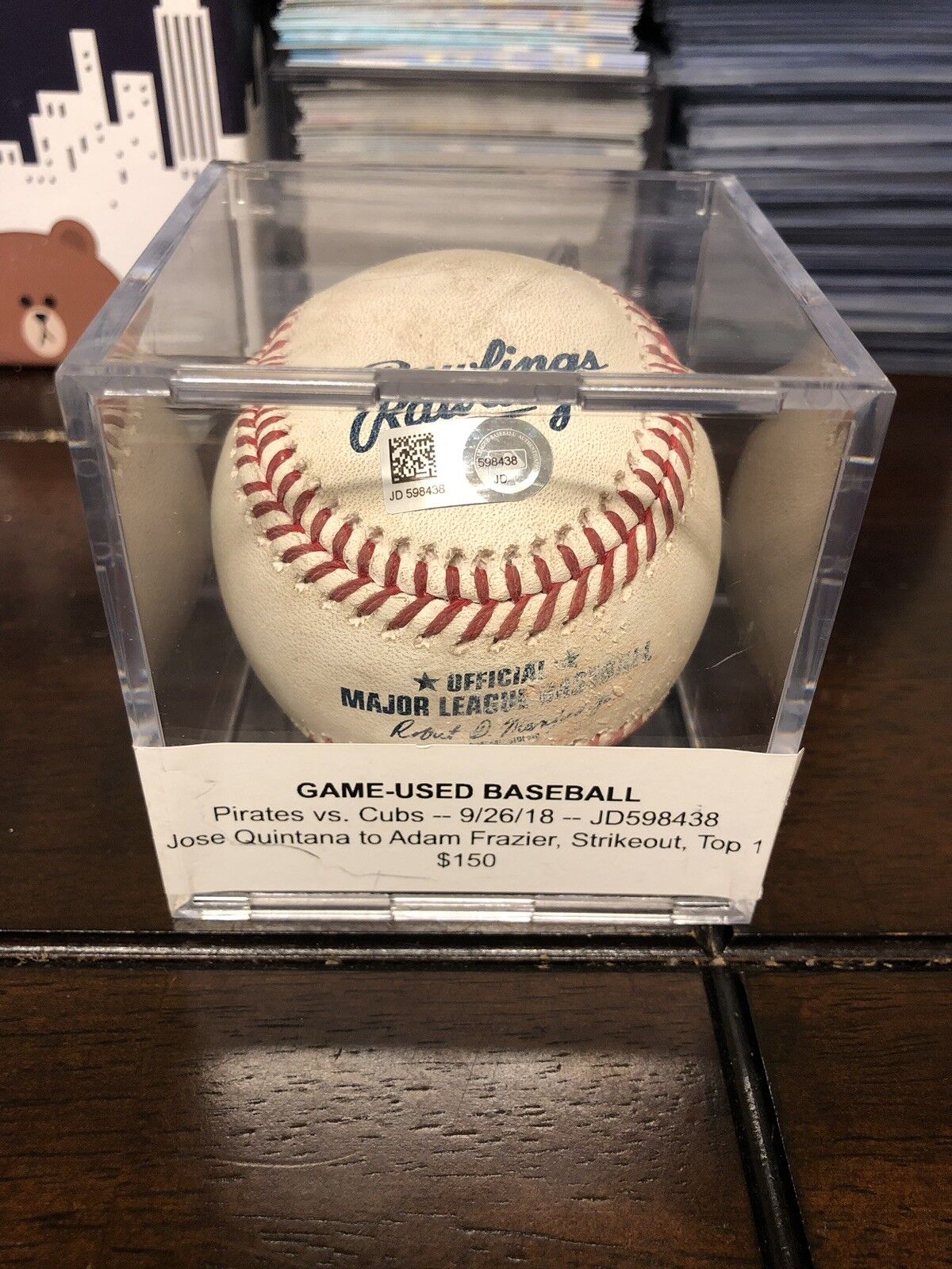 Jose Quintana Game Used Strike Out Pitch Baseball MLB Authenticated Holo Cubs