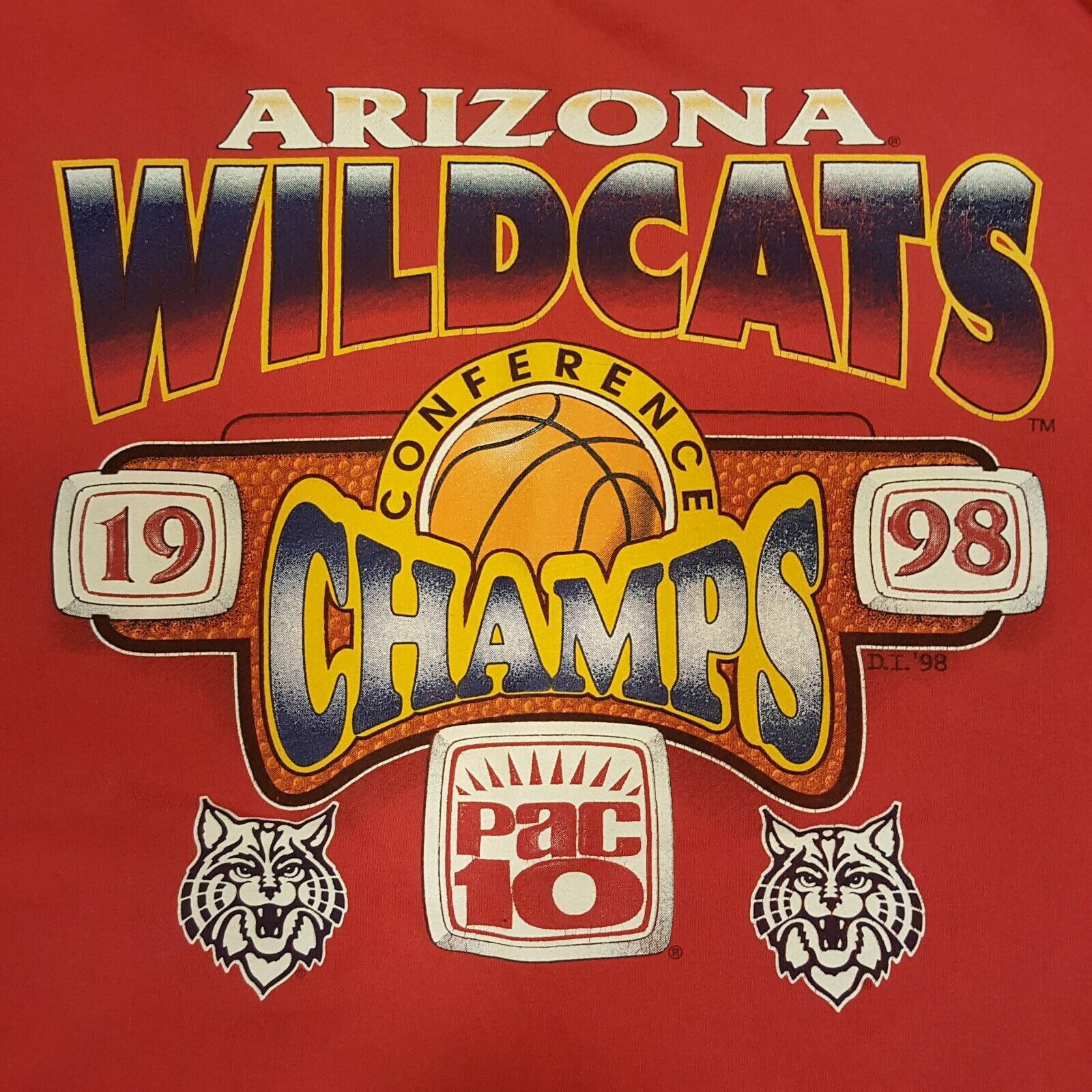 VTG 90's ~ Arizona Wildcats U of A Champions Pac 10 Tucson Basketball XL T-shirt