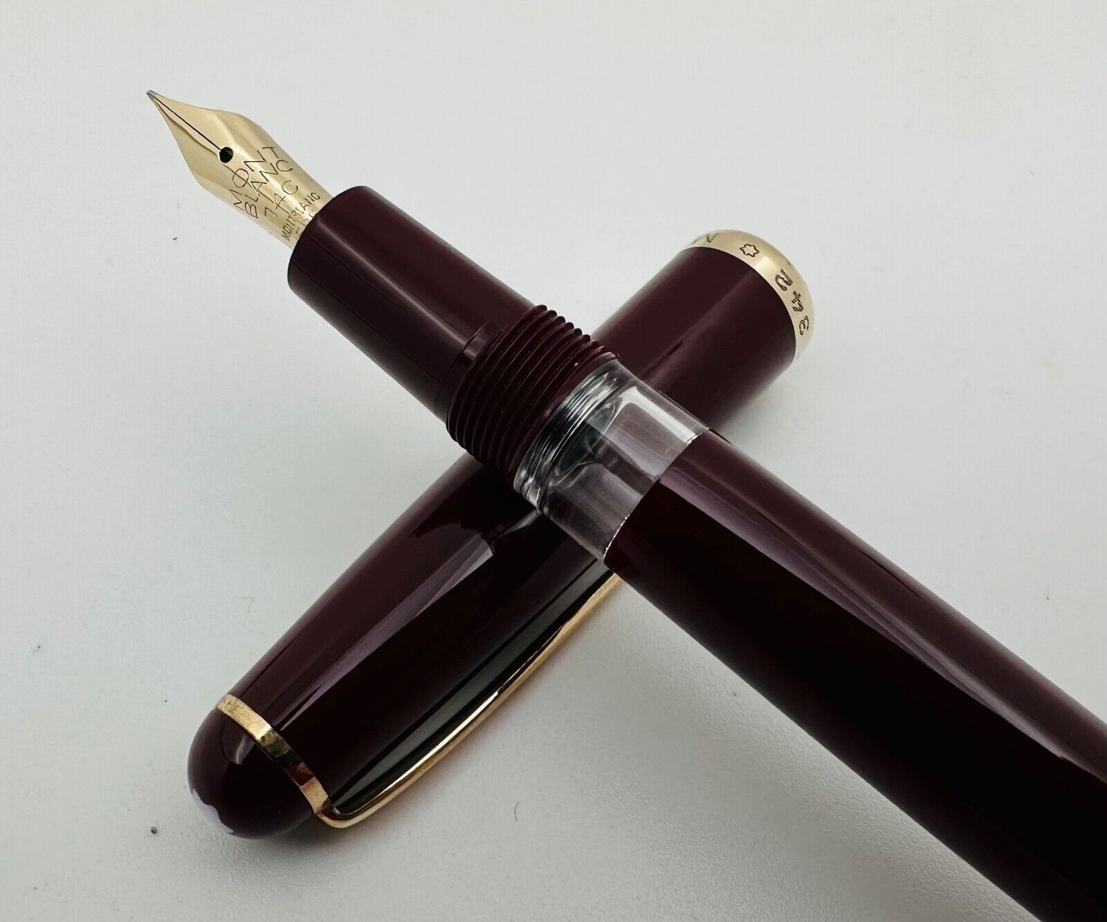VTG Montblanc No. 342 Burgundy Resin Fountain Pen 14K Gold Nib - 1950's