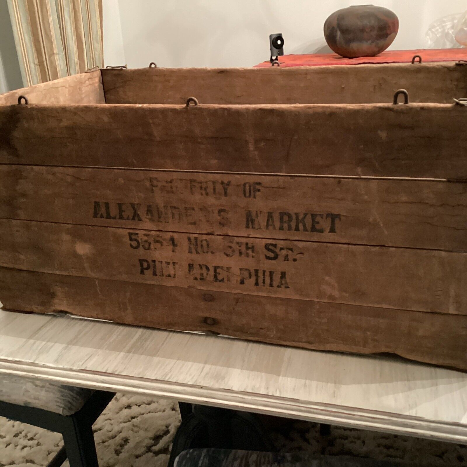 Antique Folding Collapsible Wooden Grocery Market Crate Philadelphia