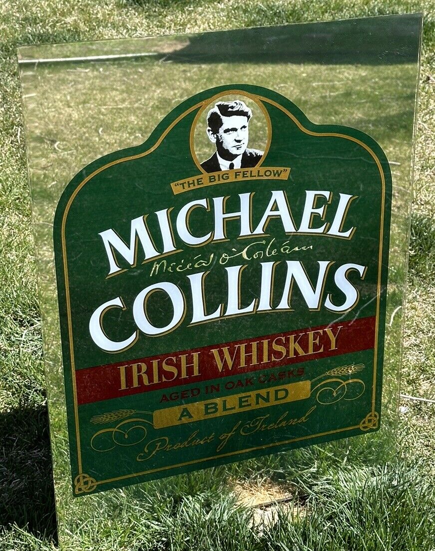 Rare Michael Collins Irish Whiskey Gold Gilt Wall Mirror Man Cave Bar Sign 24x18