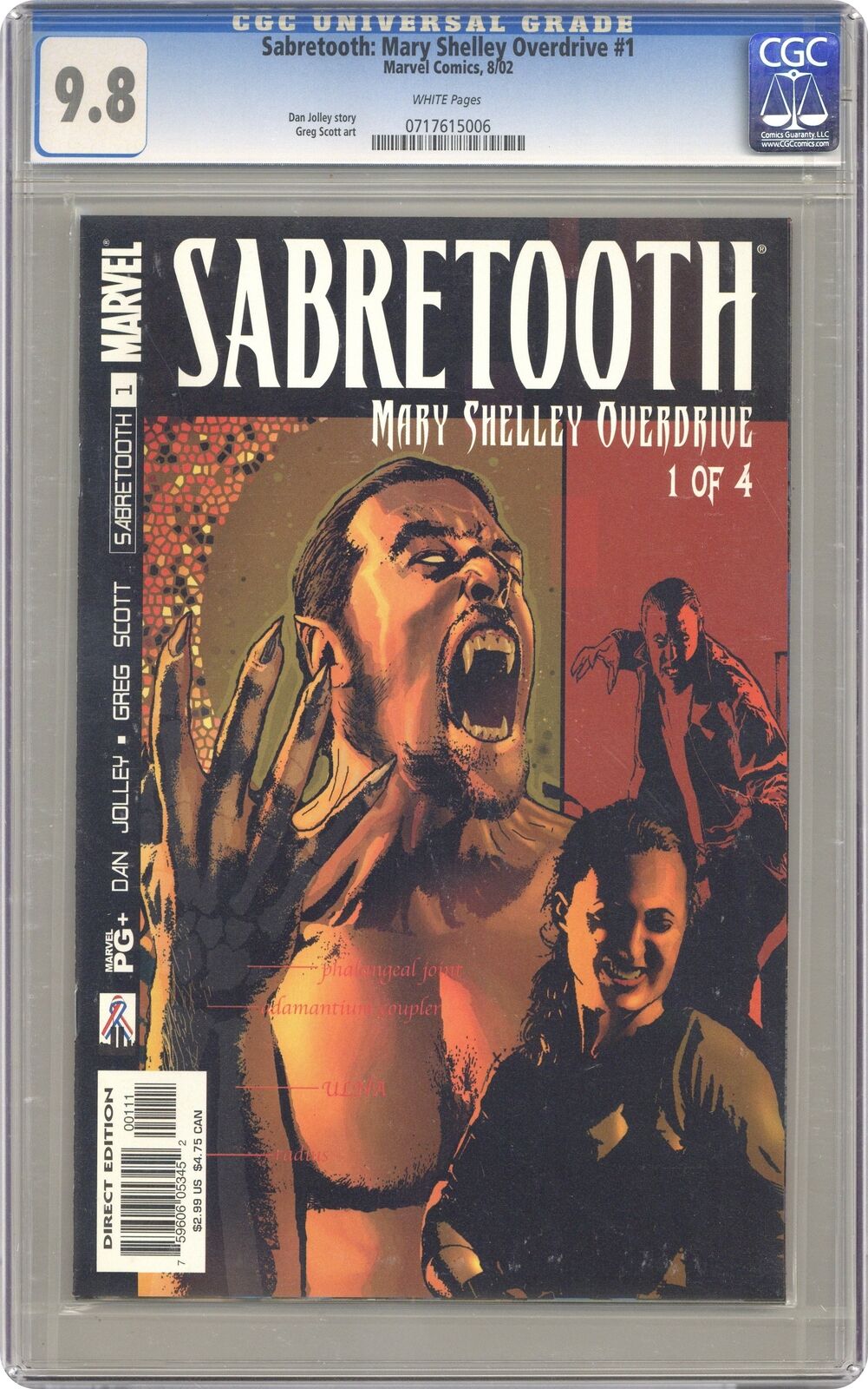 Sabretooth Mary Shelley Overdrive #1 CGC 9.8 2002 0717615006