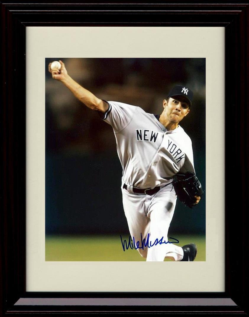 Framed 8x10 Mike Mussina - Mid Pitch - New York Yankees Autograph Replica Print