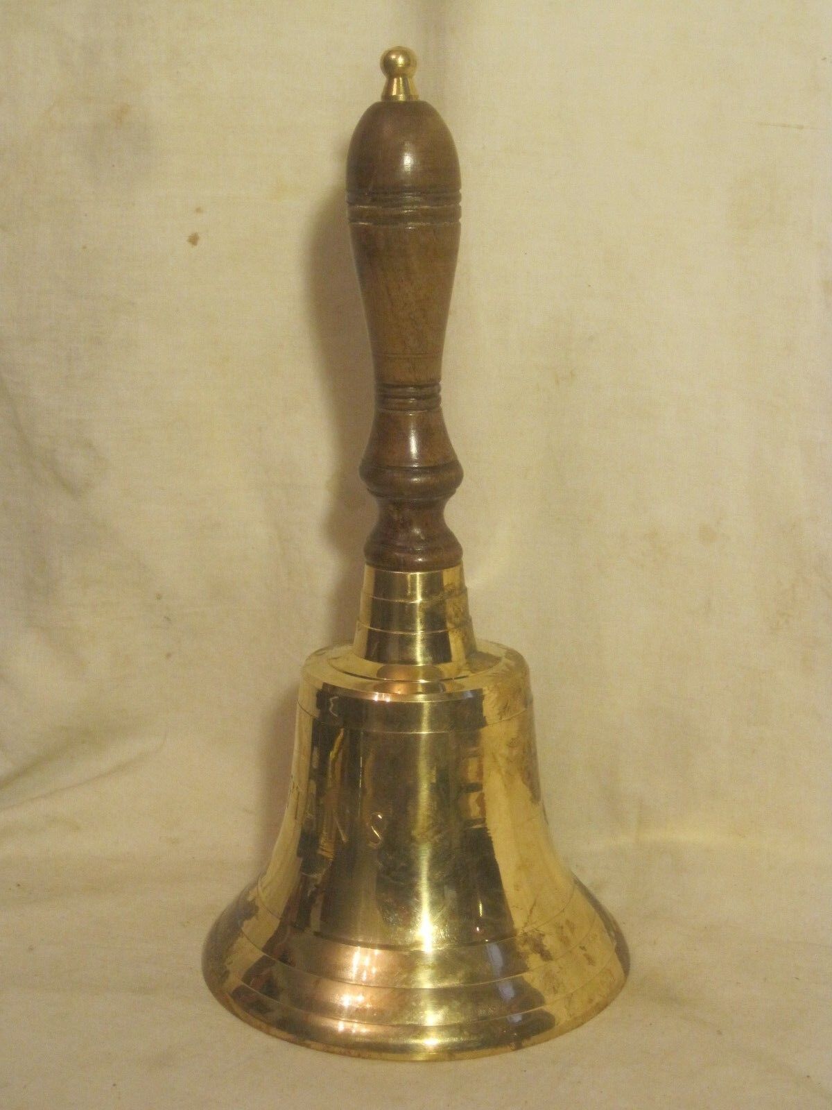 large Captain\'s Bell wooden handle brass captain dinger approx. 11.5\