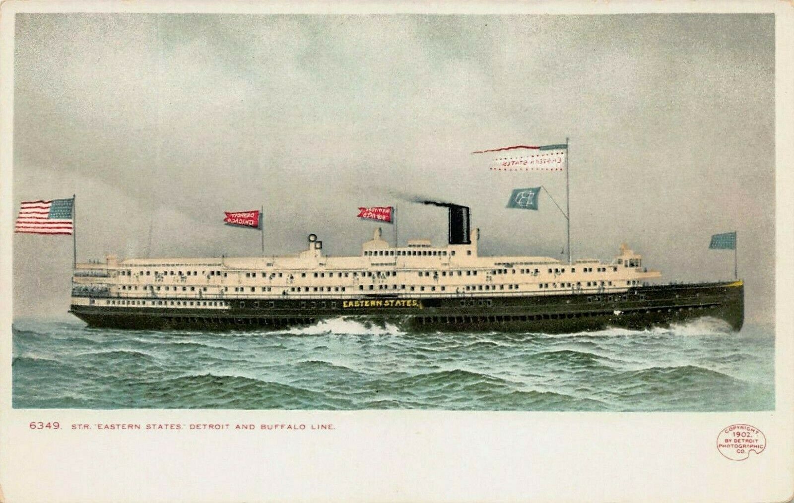 Steamer Eastern States, 1902 Postcard, Unused, Detroit Photographic Co.