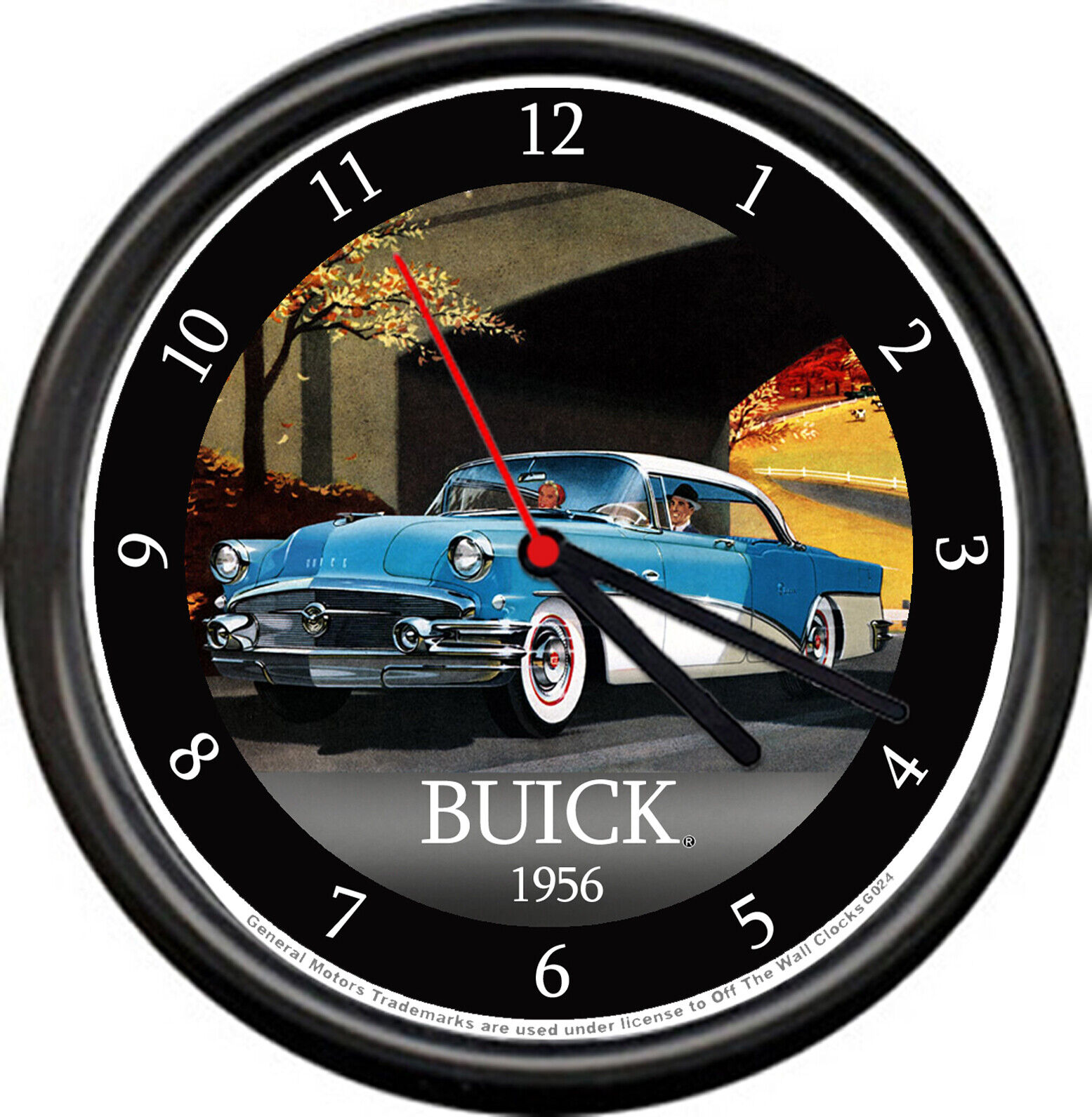 Licensed 1956 Super Buick Riviera Vintage Blue General Motors Sign Wall Clock