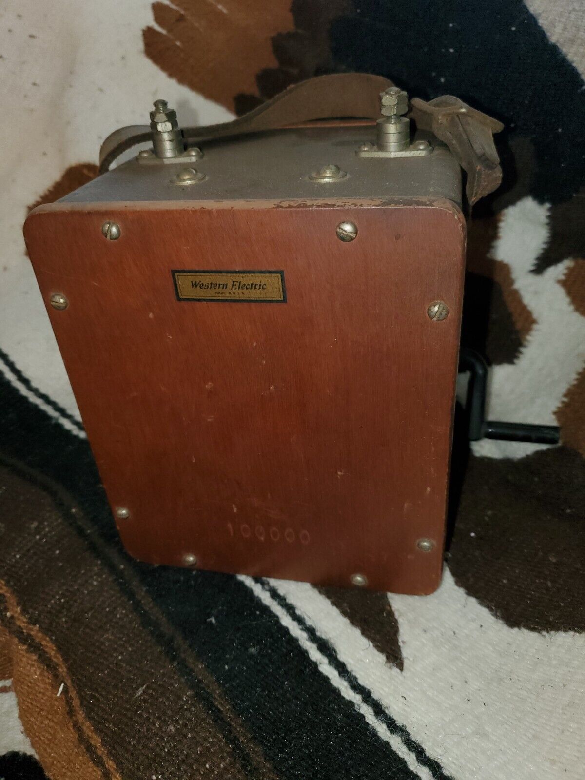 Antique Westeren Electric Hand Crank Telegraph Magneto Generator