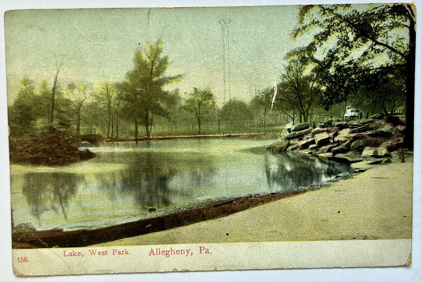 Lake, West Park. Allegheny Pennsylvania 1908. Vintage Postcard