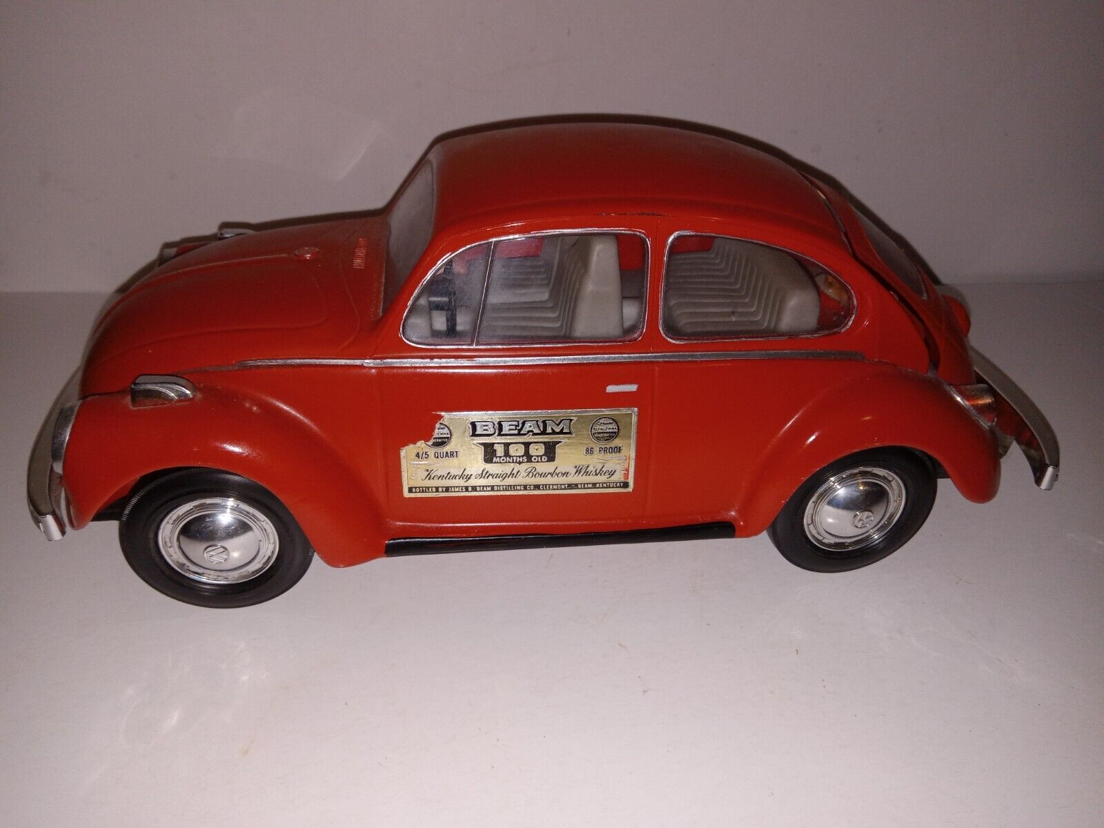 Vintage 1973 Jim Beam Volkswagen Bug Decanter Red Collectible 