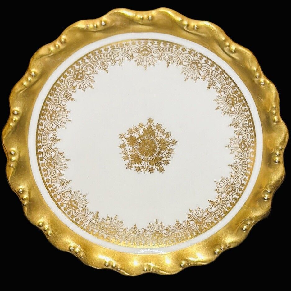 Antique Collectible Coiffe Limoges France Gold White Porcelain Plate