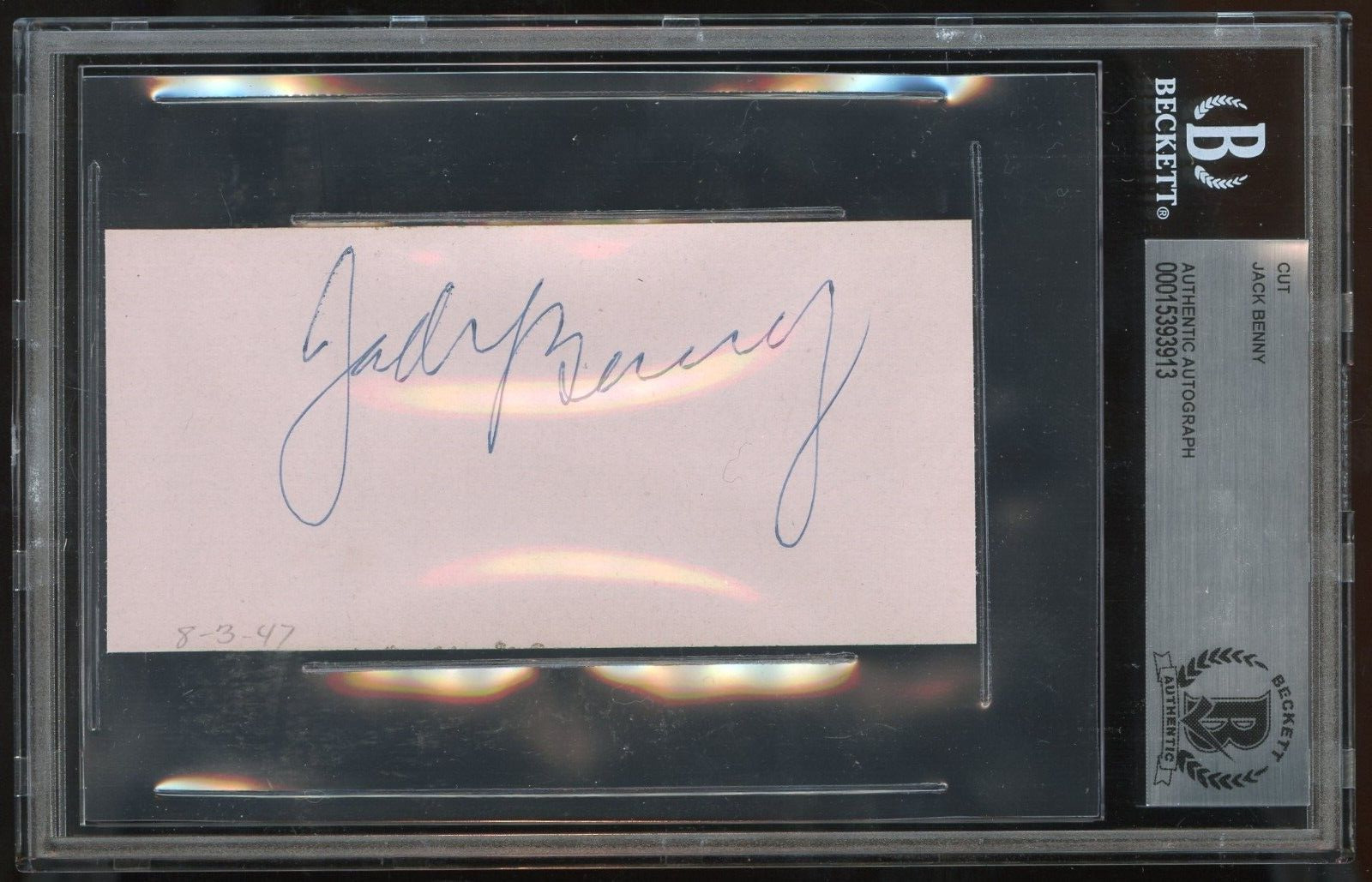 Jack Benny signed autograph on 8-3-48 2x5 cut American Entertainer BAS Slabbed