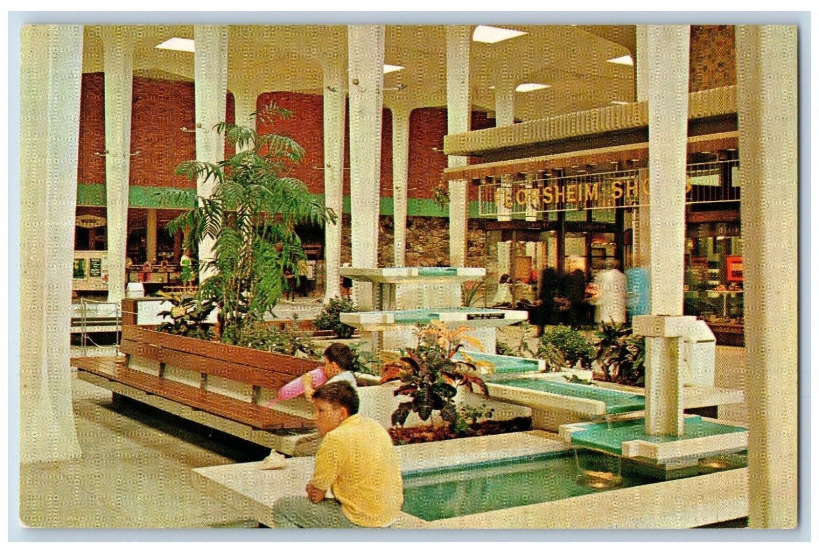Tacoma Washington Postcard Tacoma Mall Entrance Fountain Interior c1960 Vintage