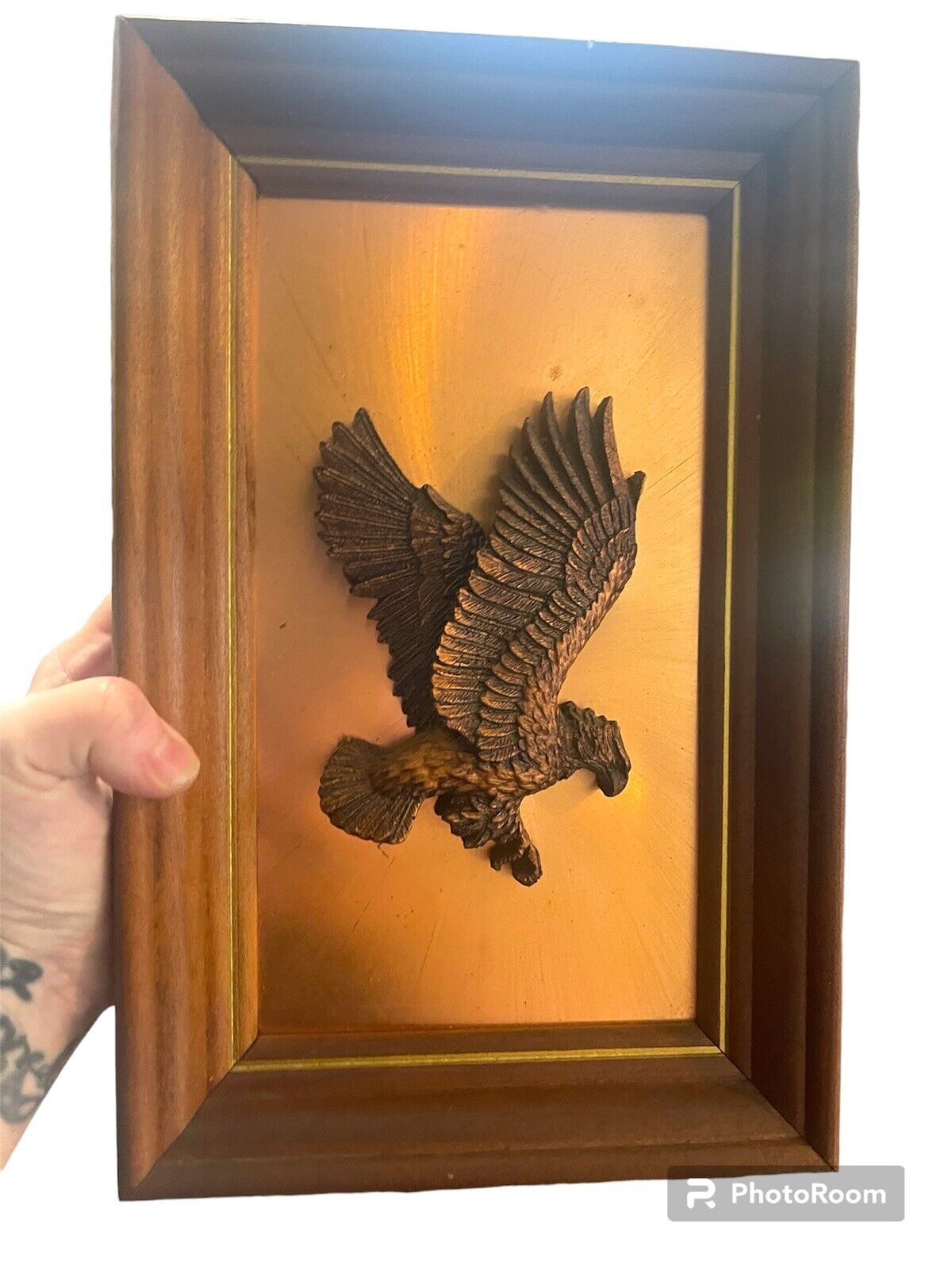Vintage Coppercraft 3-D American Eagle Framed Picture Art.
