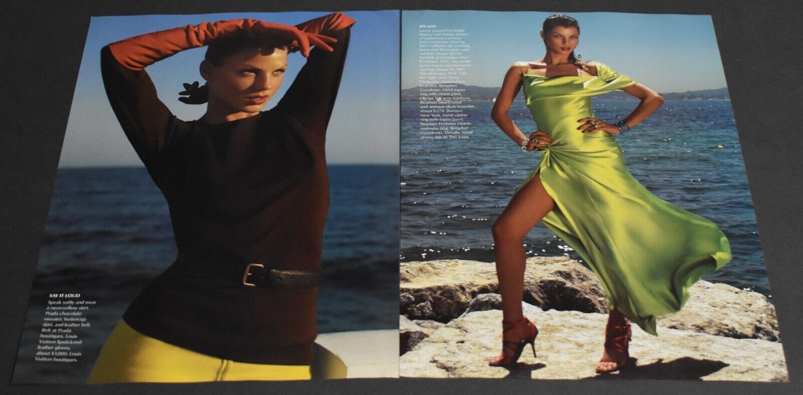 2003 Print Ad Sexy Heels Long Legs Fashion Lady Brunette Dress Technicolor art