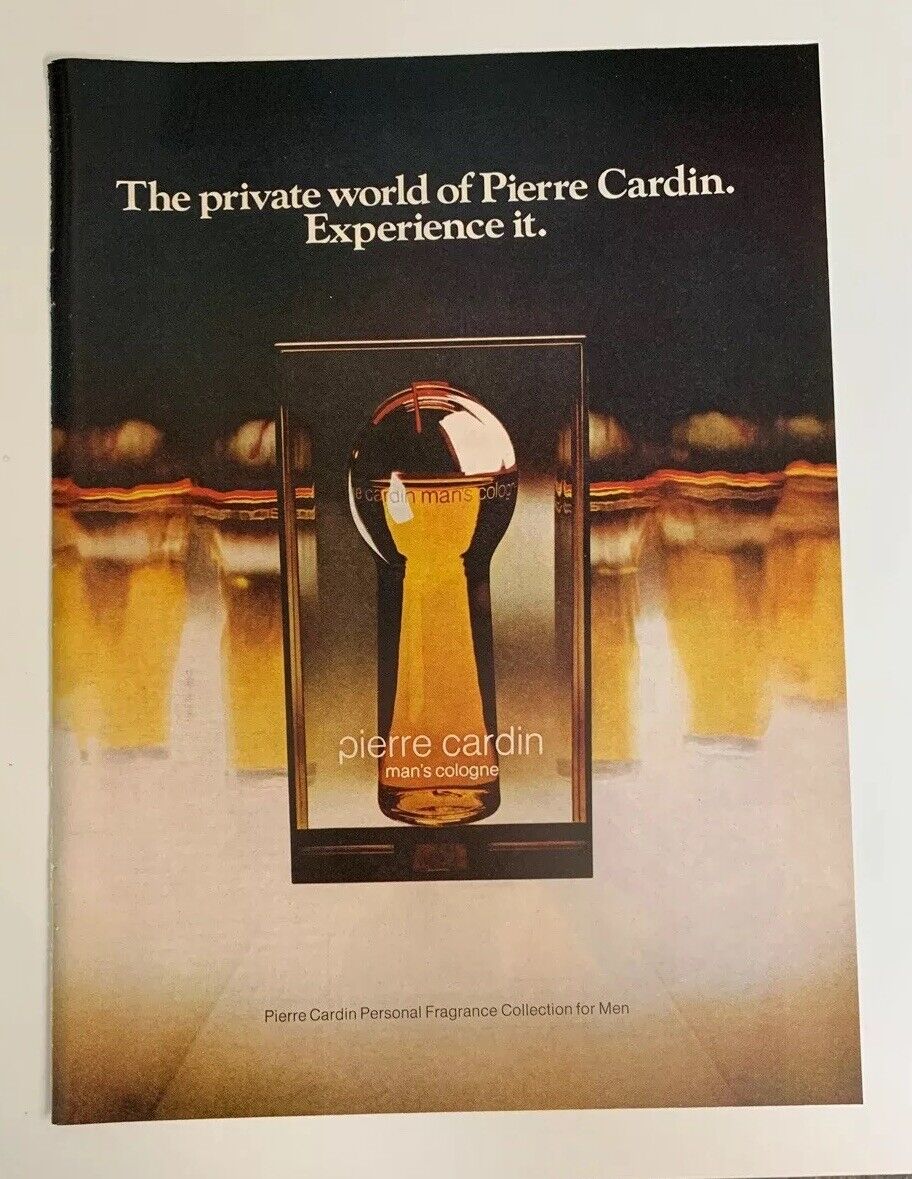 1976 Pierre Cardin Man's Cologne Print Ad Bottle Vintage Color Advertisement