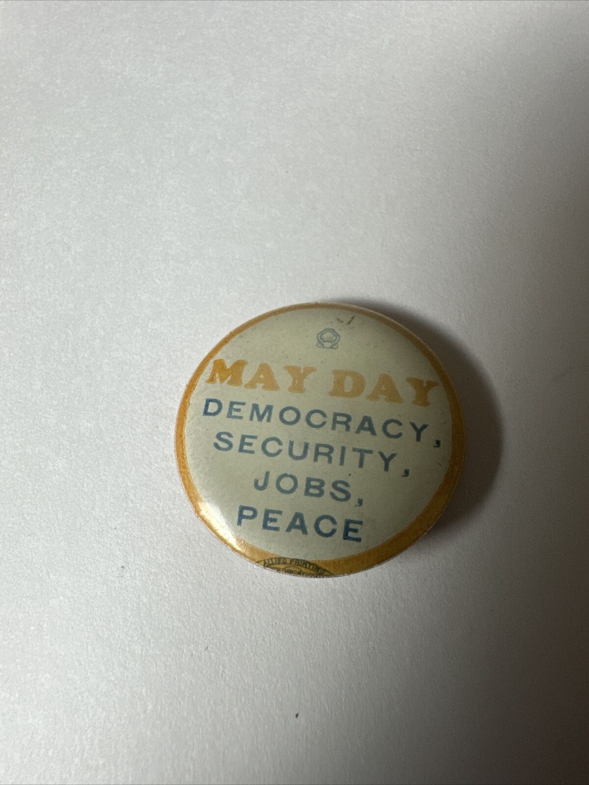 Late 1930s  Democracy Security Jobs Peace Pin - Beautiful Peace  Of History
