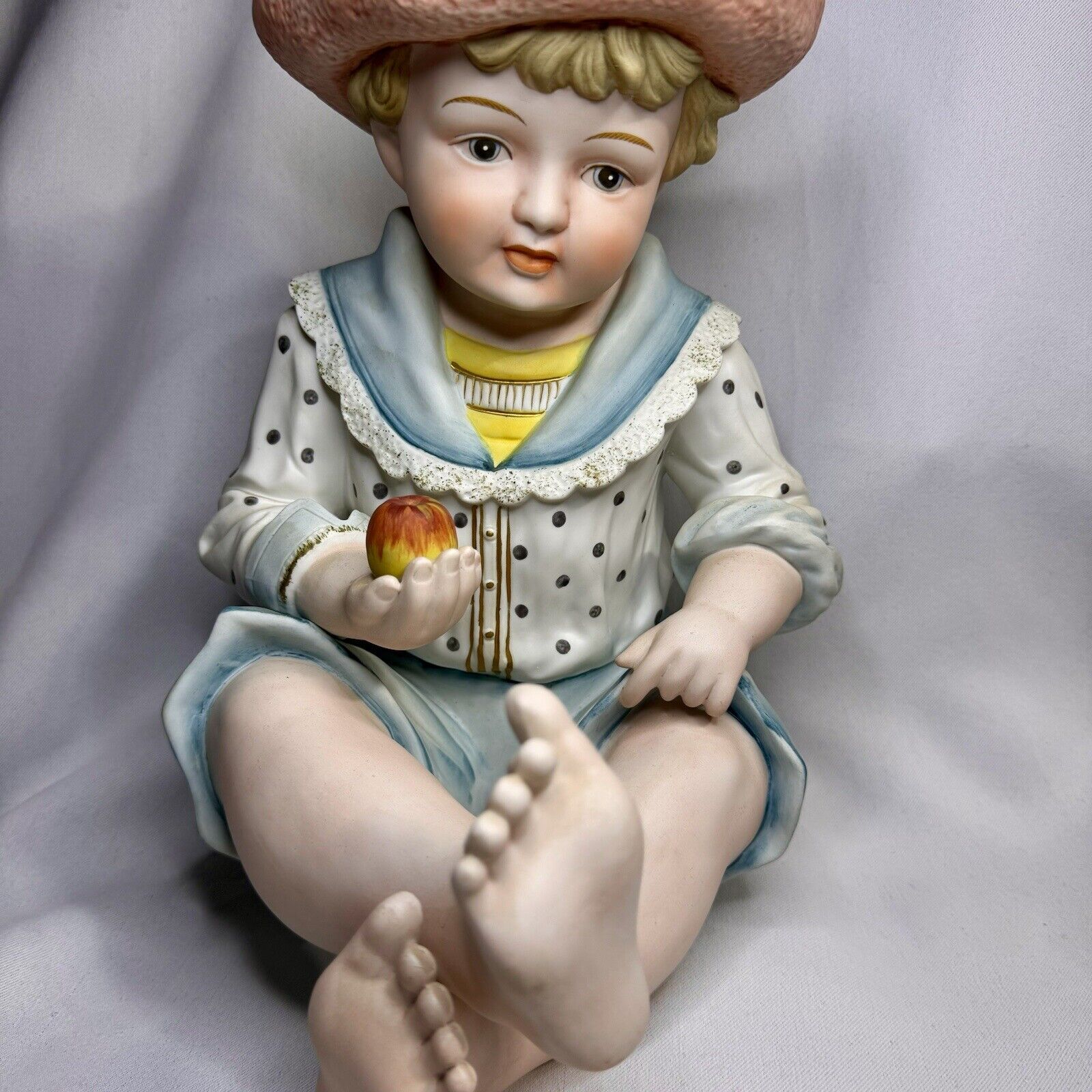Vintage 12in Piano Baby Figurine Hand Painted Andrea Sadek Bisque 6161