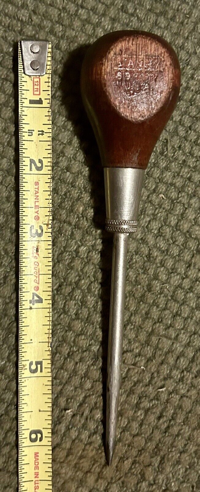 Vintage Stanley No. 69-117 Scratch Awl Wooden Handle Hole Punch USA