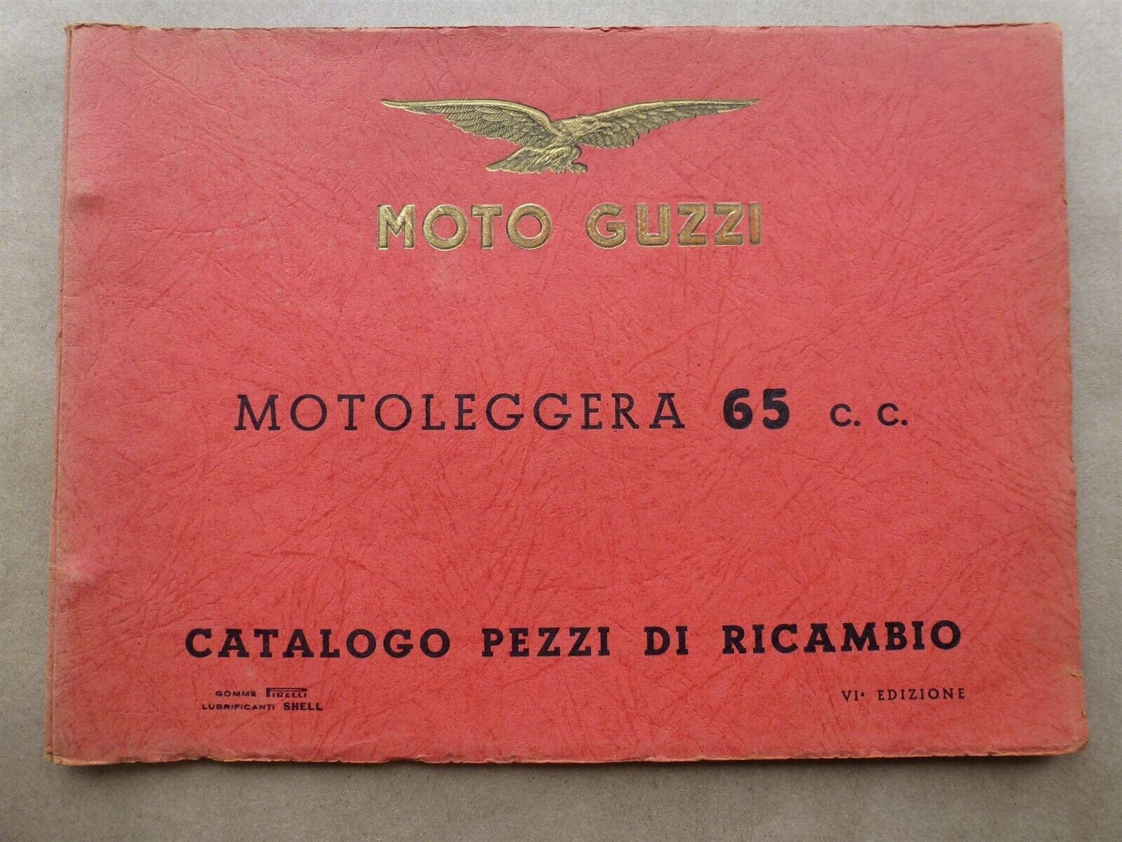 Moto Guzzi motorcycle Motociclo Motoleggera 65 c.c. Part Catalog manual 1952