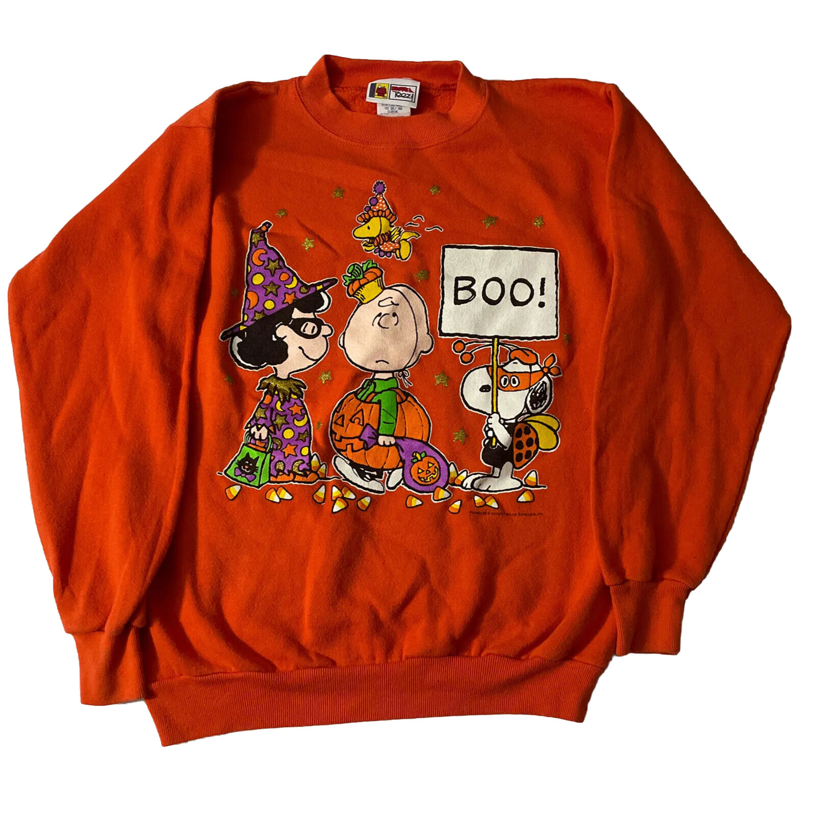 Vintage 80s Peanuts Snoopy Halloween “Boo” Sweater Sz M Charlie Brown Cartoon