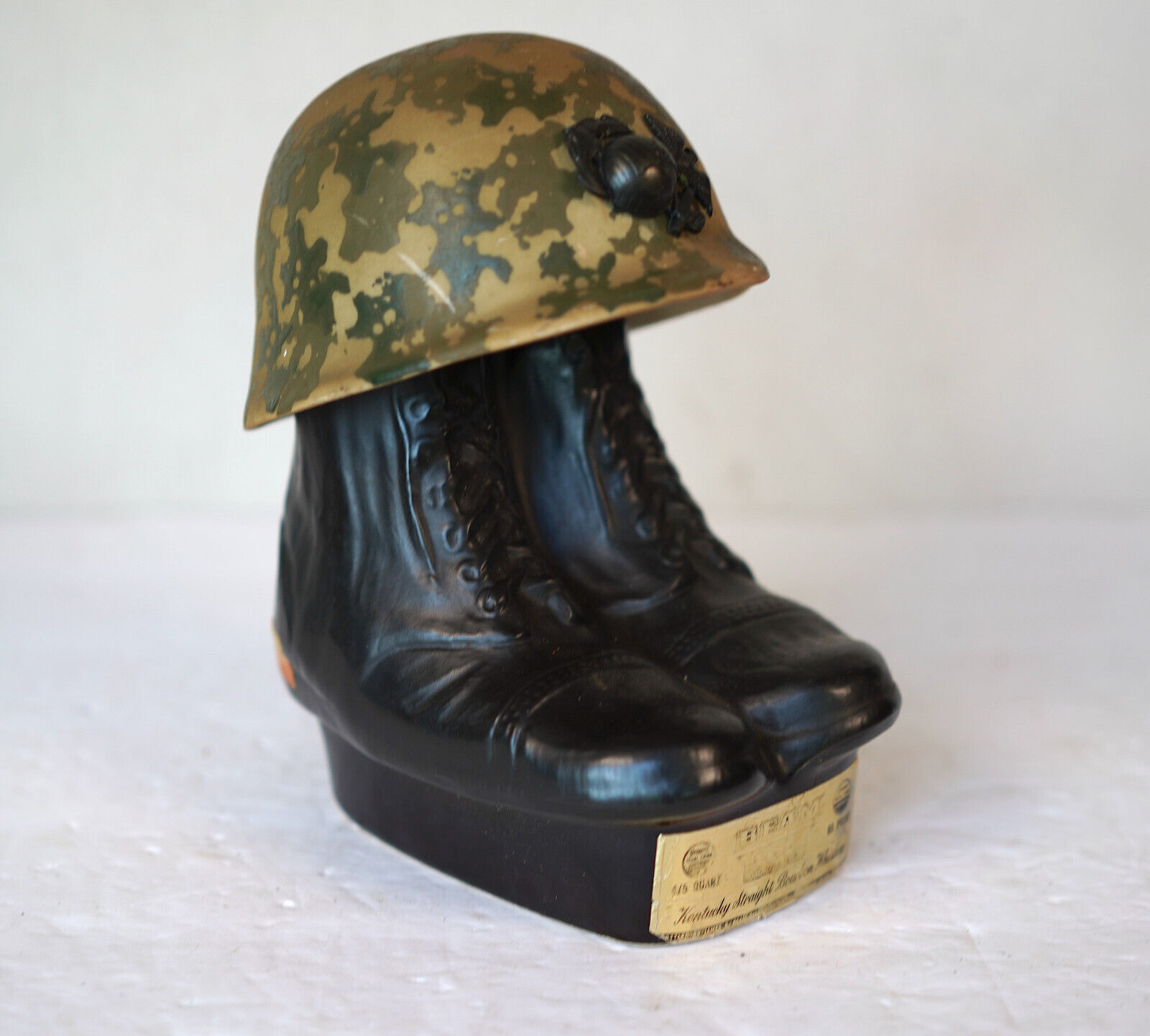 1975 Jim Beam Army Marines Military Boots & Helmet Whisky Decanter EMPTY Vintage