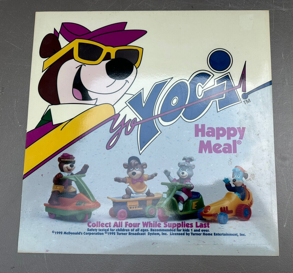 Vintage McDonald’s 1992 Yo Yogi Bear Happy Meal Translite Advertising Sign