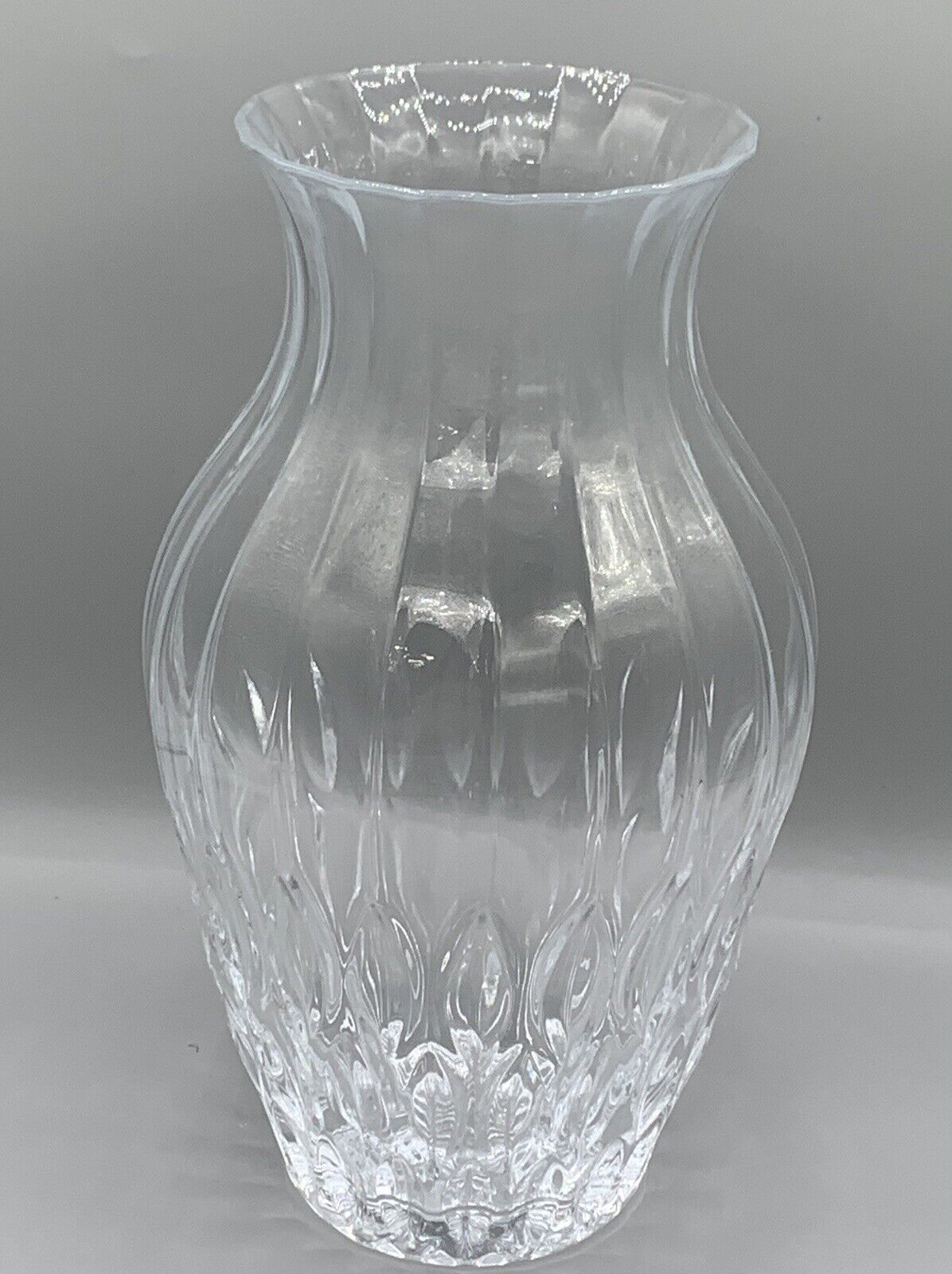 10 “ Vintage Lead Crystal Vase.  Faceted cut has a sparkling reflective finish.