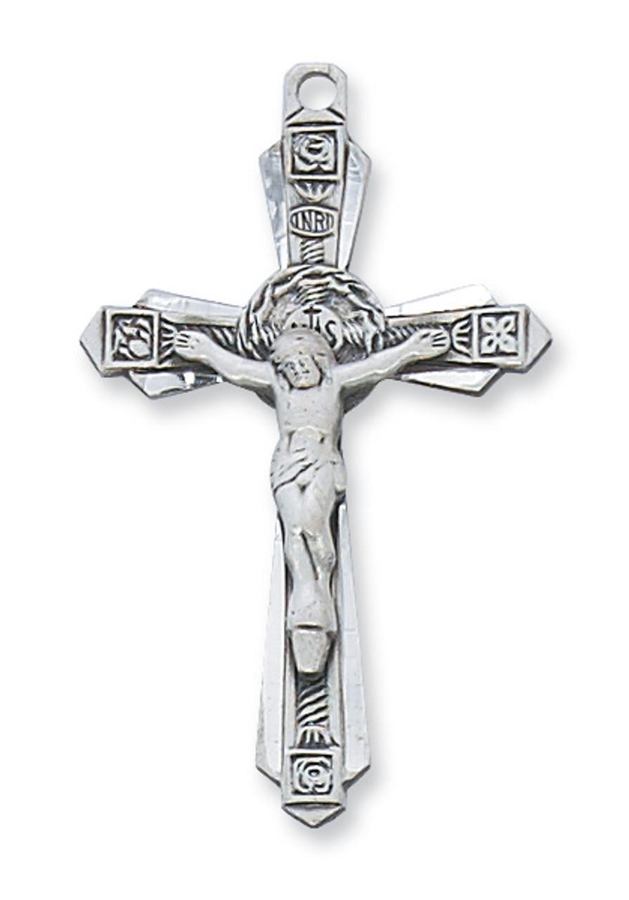 Crucifix Sterling Silver Features 24in Long Chain Comes Gift Boxed