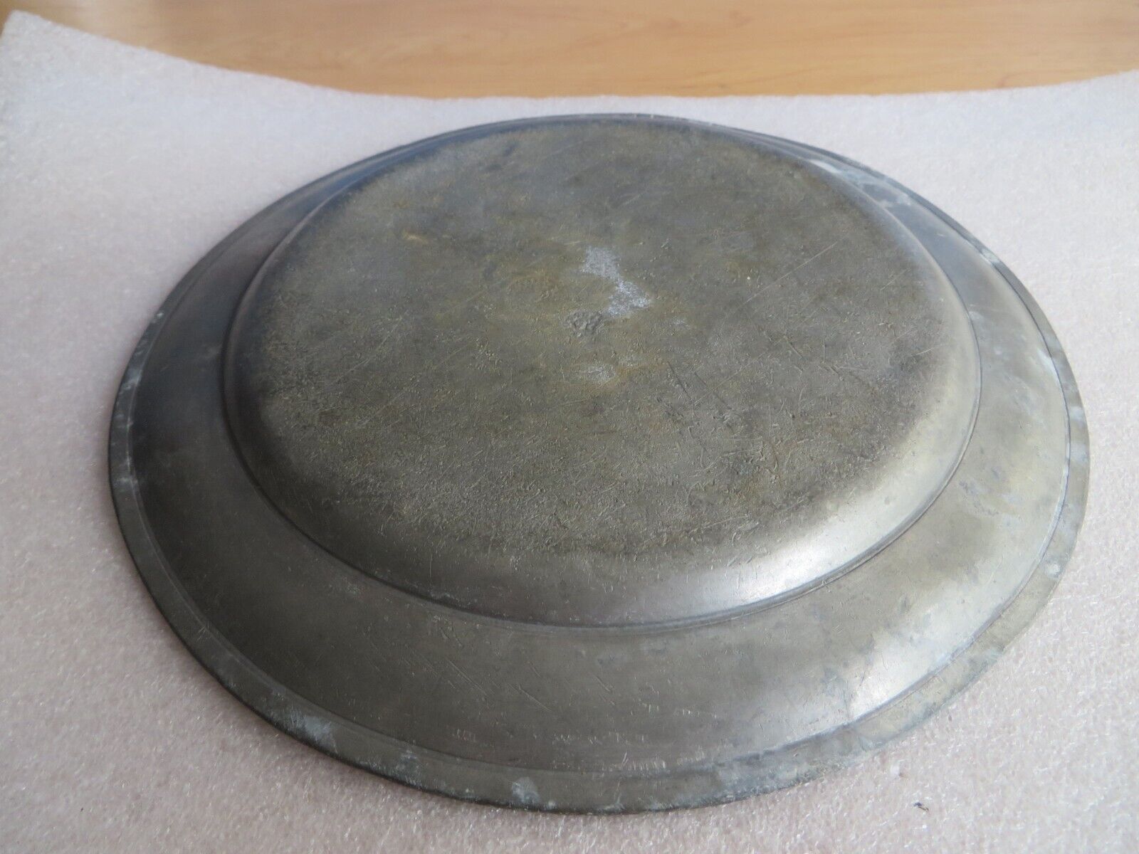 Antique Pewter Plate 8.5   Origin Unknown   1764 Date On Back   Unknown Stamp