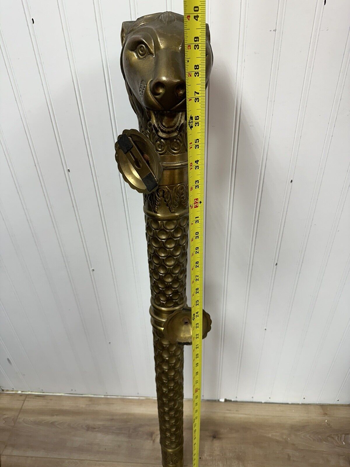 Man Cave Brass Bronze Prowling Tiger Statue Figurine Huge 40 Inches Handle ?