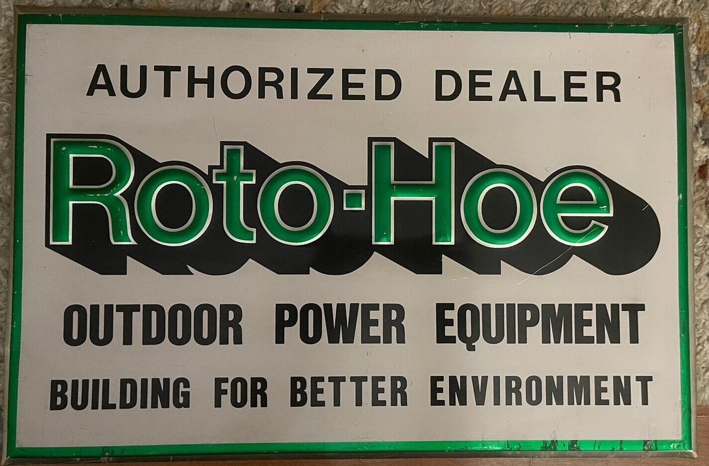 Roto-Hoe Outdoor Power Equipment Dealer Embossed Sign 17 1/4”x 11 1/4”