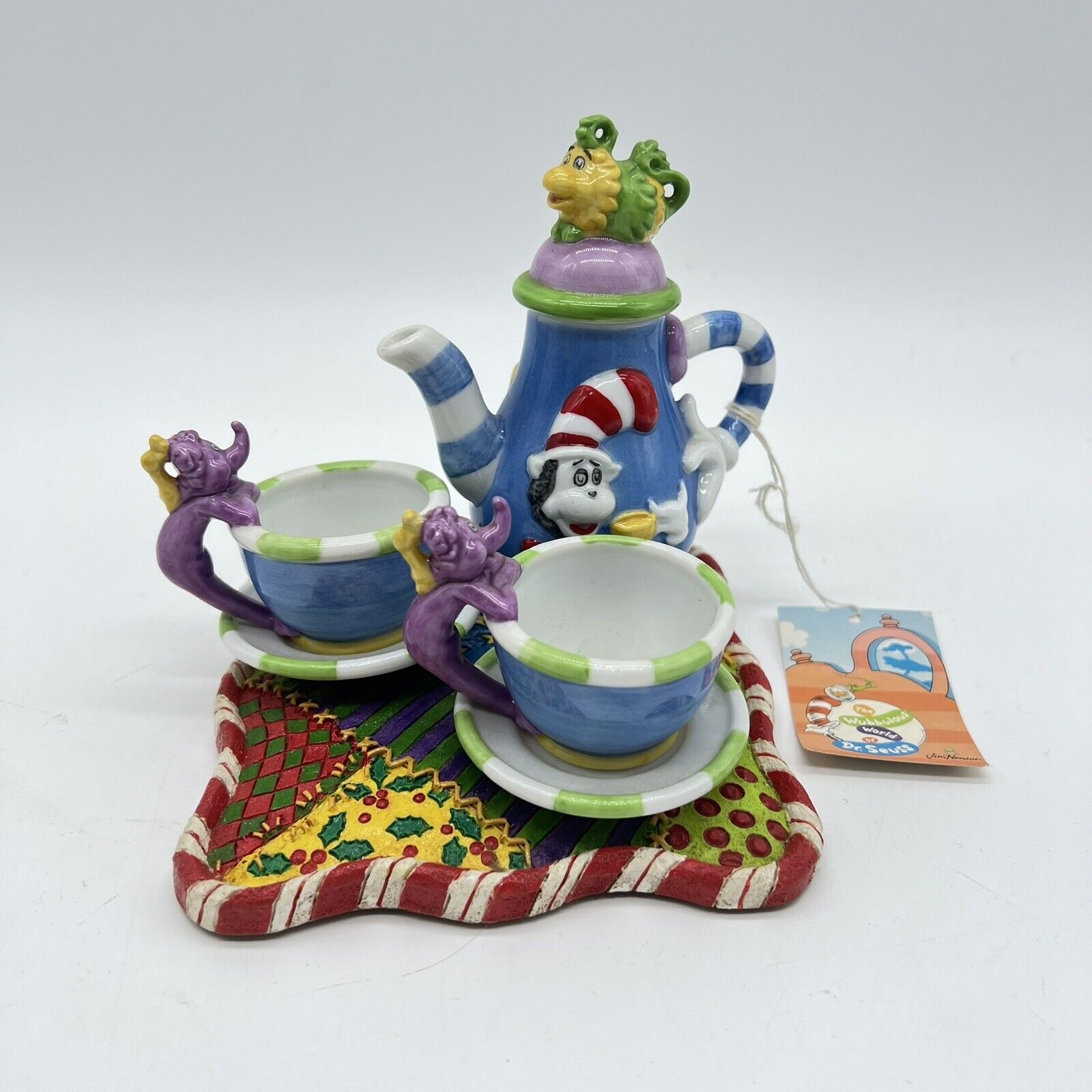 Wubbulous World of Dr. Seuss Cat in Hat Miniature Mini Tea Set Vintage 1998 New